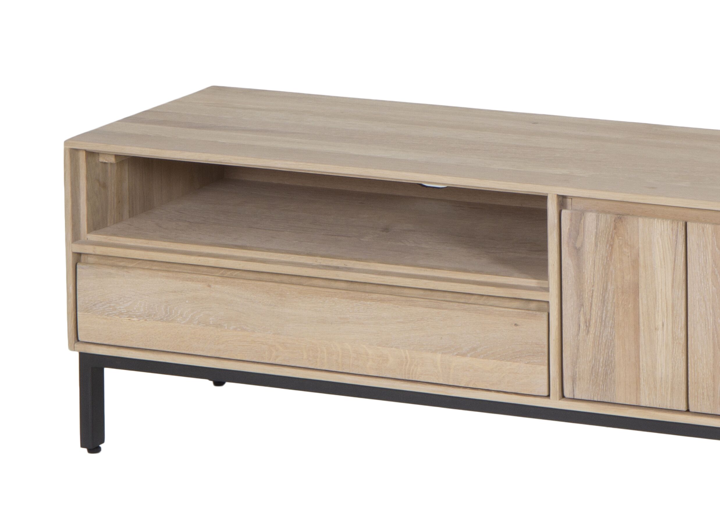 Tv-meubel Polar 145cm - eik massief & fineer & decor - naturel