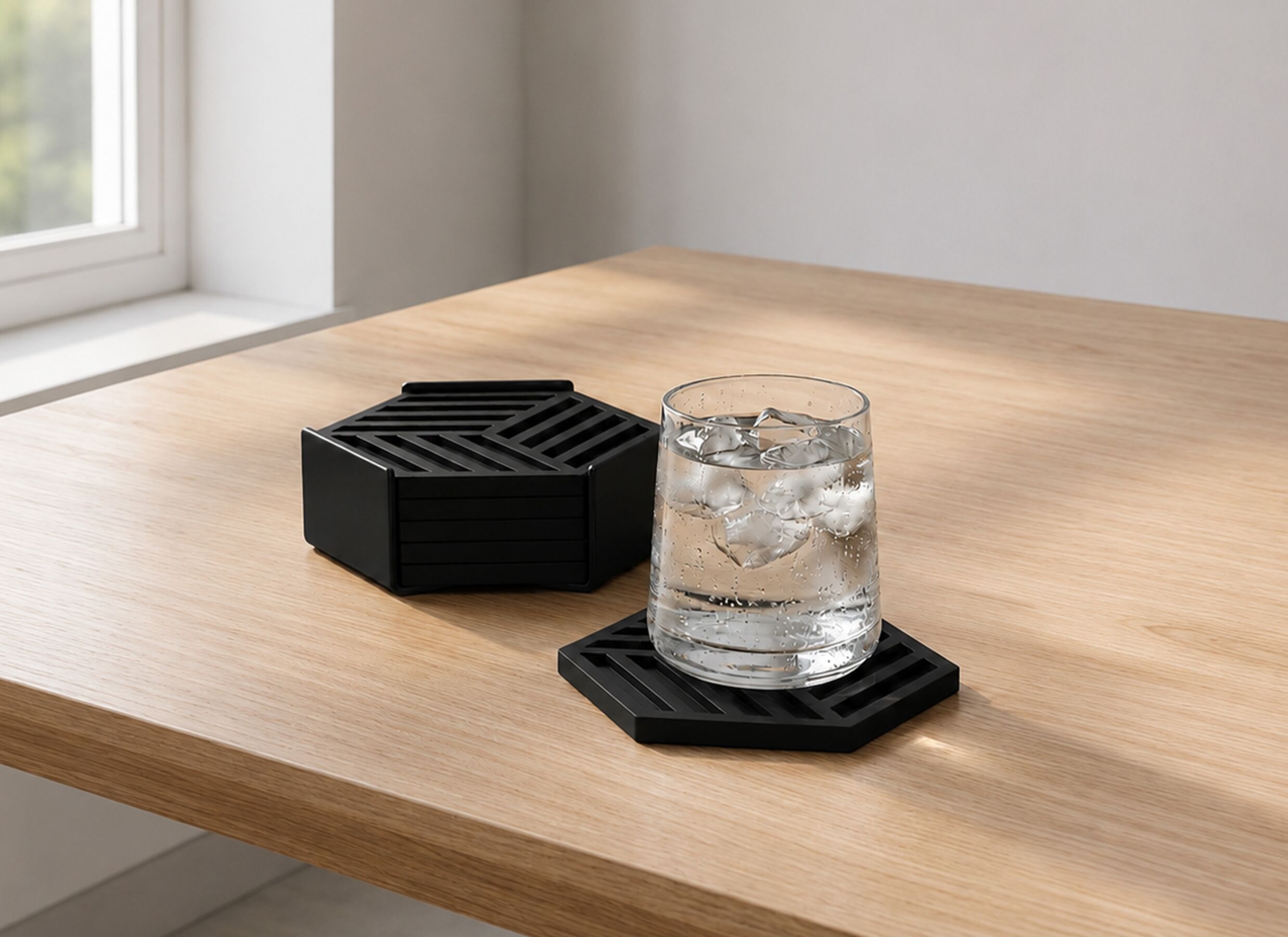 Foto ambiance - Sous-verre 10x10cm - silicone - noir