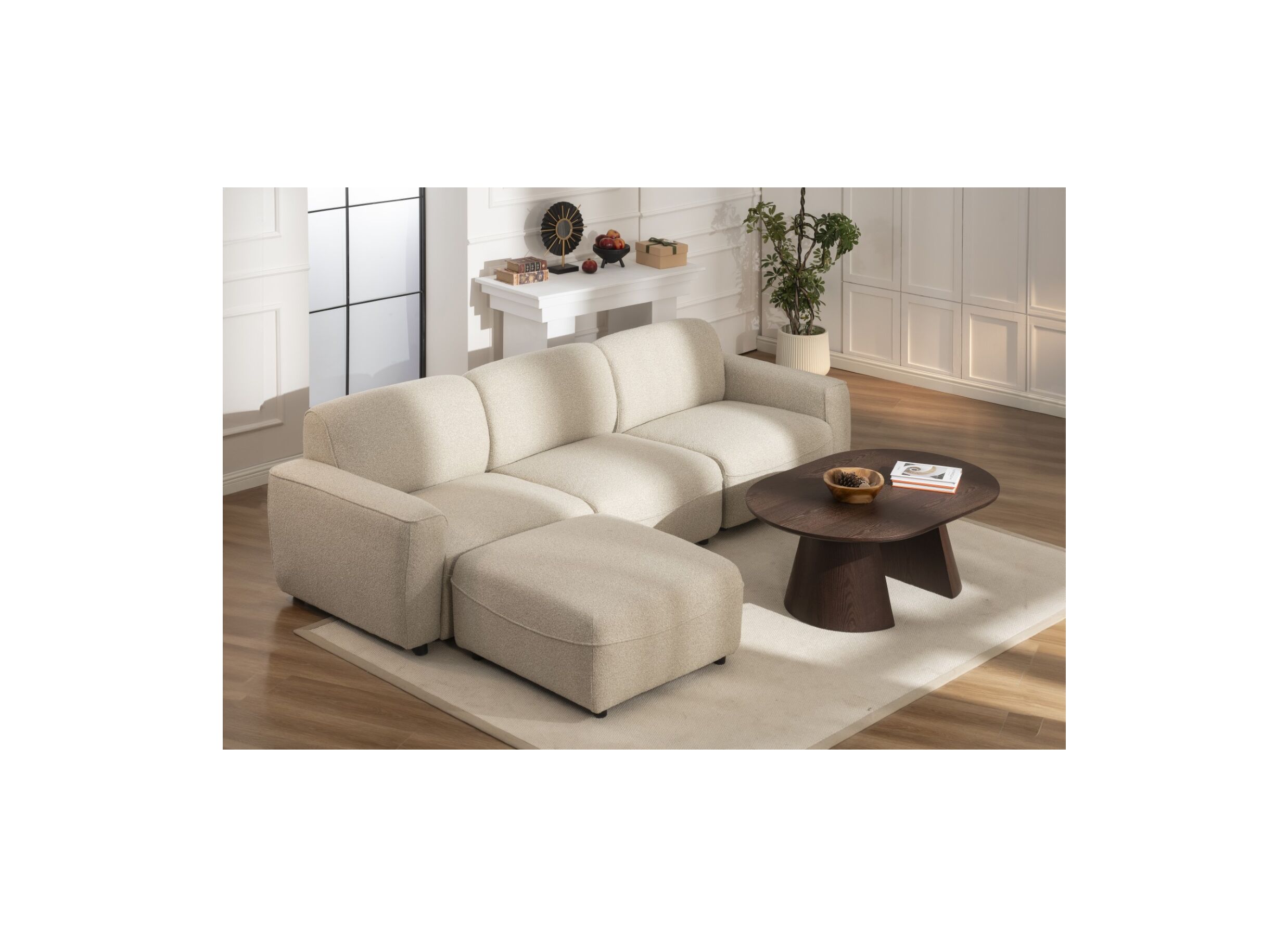 Foto ambiance - Pouf Orion 83x83x42cm - tissu - beige