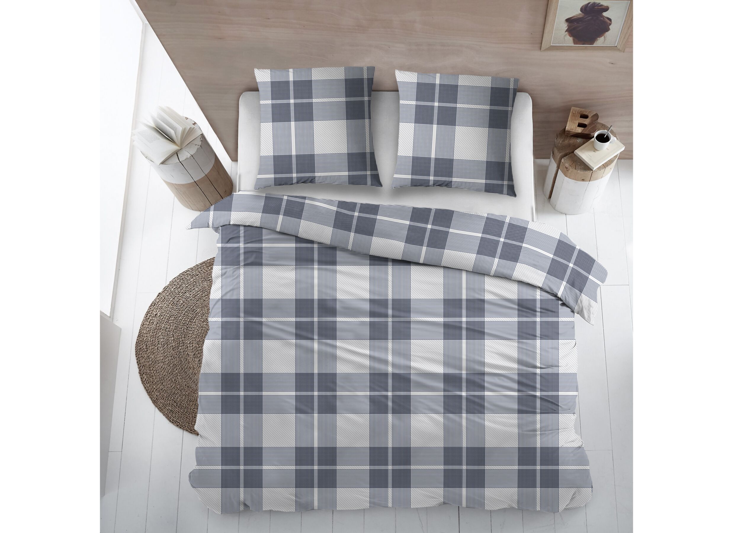Dekbedovertrek 240 x 200/220 cm - flanel - elody navy - Dekbedovertrek 240 x 200/220 cm - flanel - elody navy