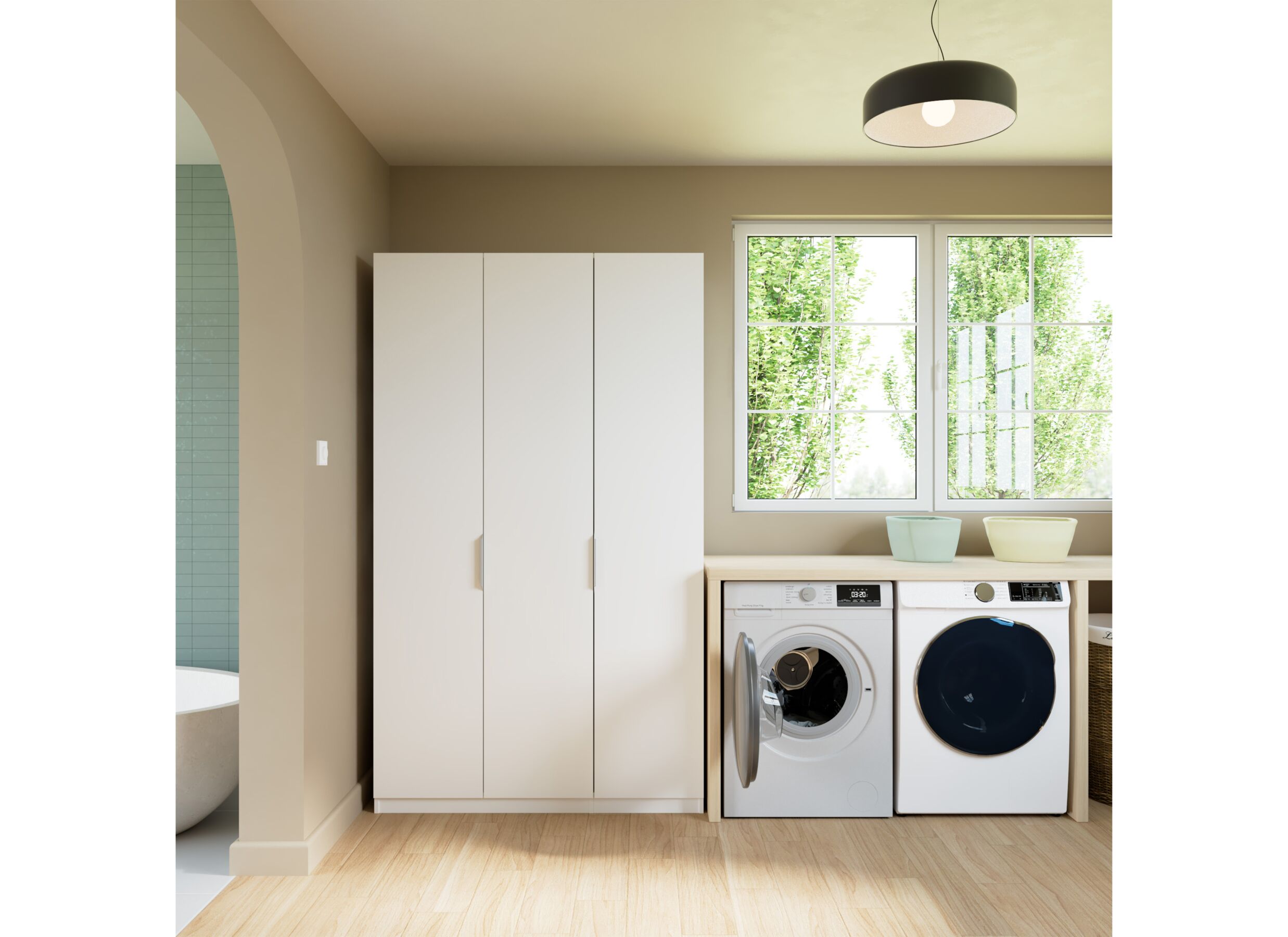 Foto ambiance - Armoire de rangement Ghost 119cm - décor - blanc