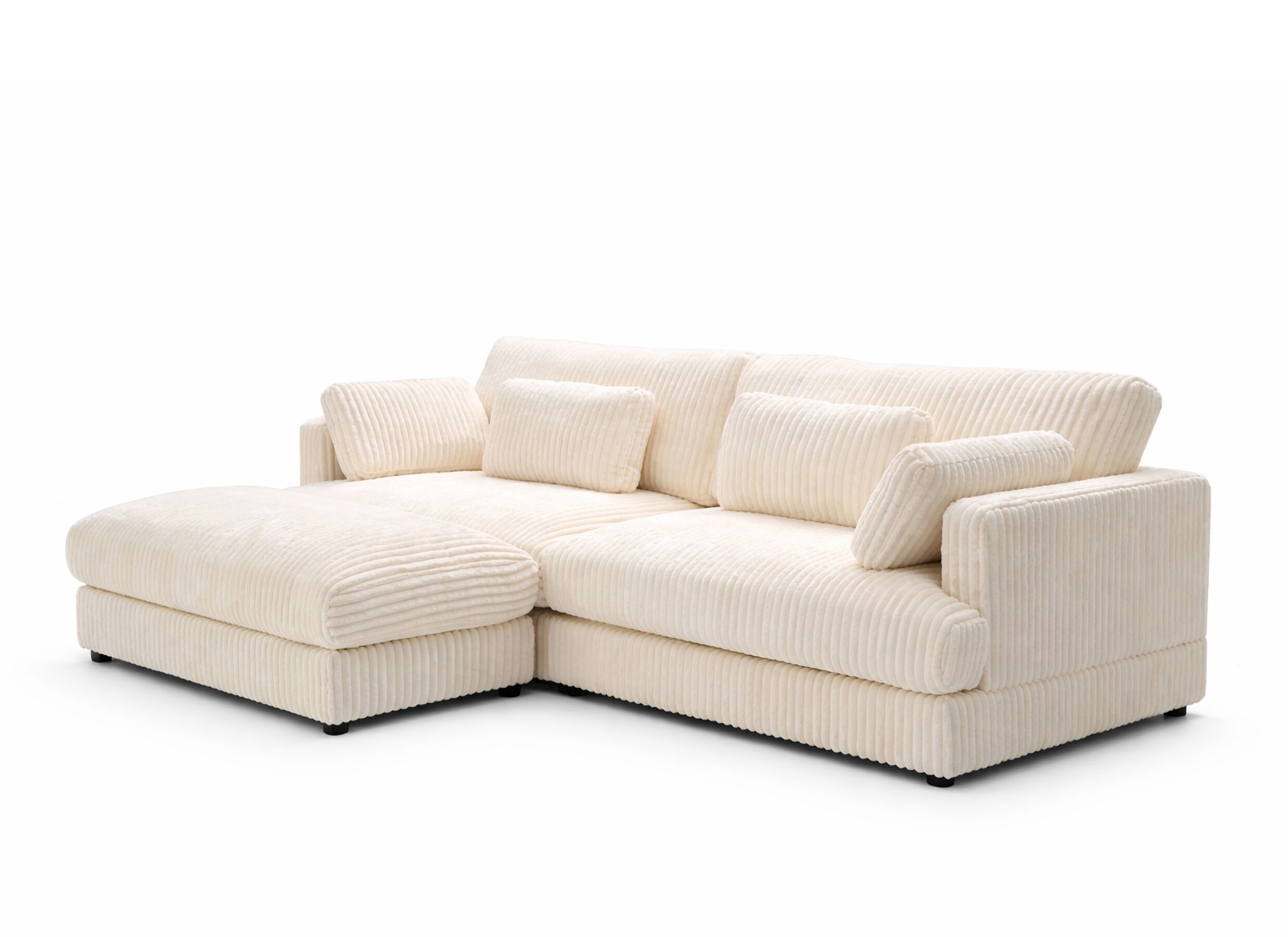 Photo ensemble - Pouf Condotti 128x66cm - corduroy - blanc