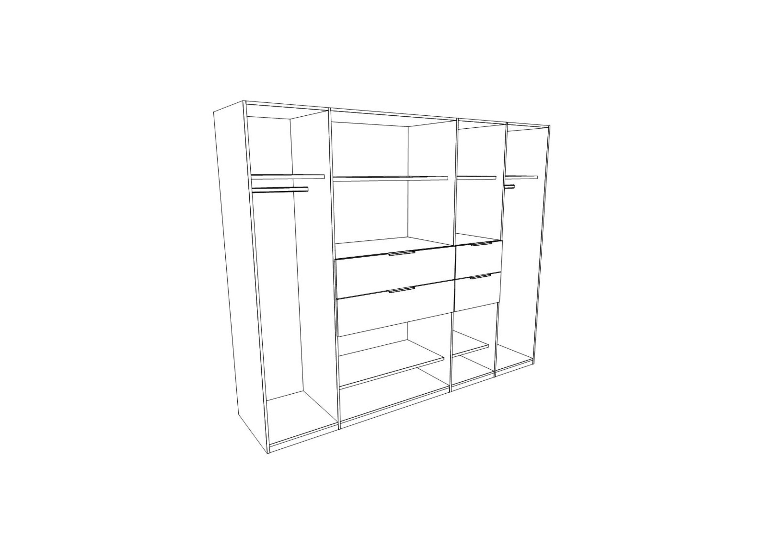 Garde-robe Denver 225cm - décor - blanc/chêne carbone