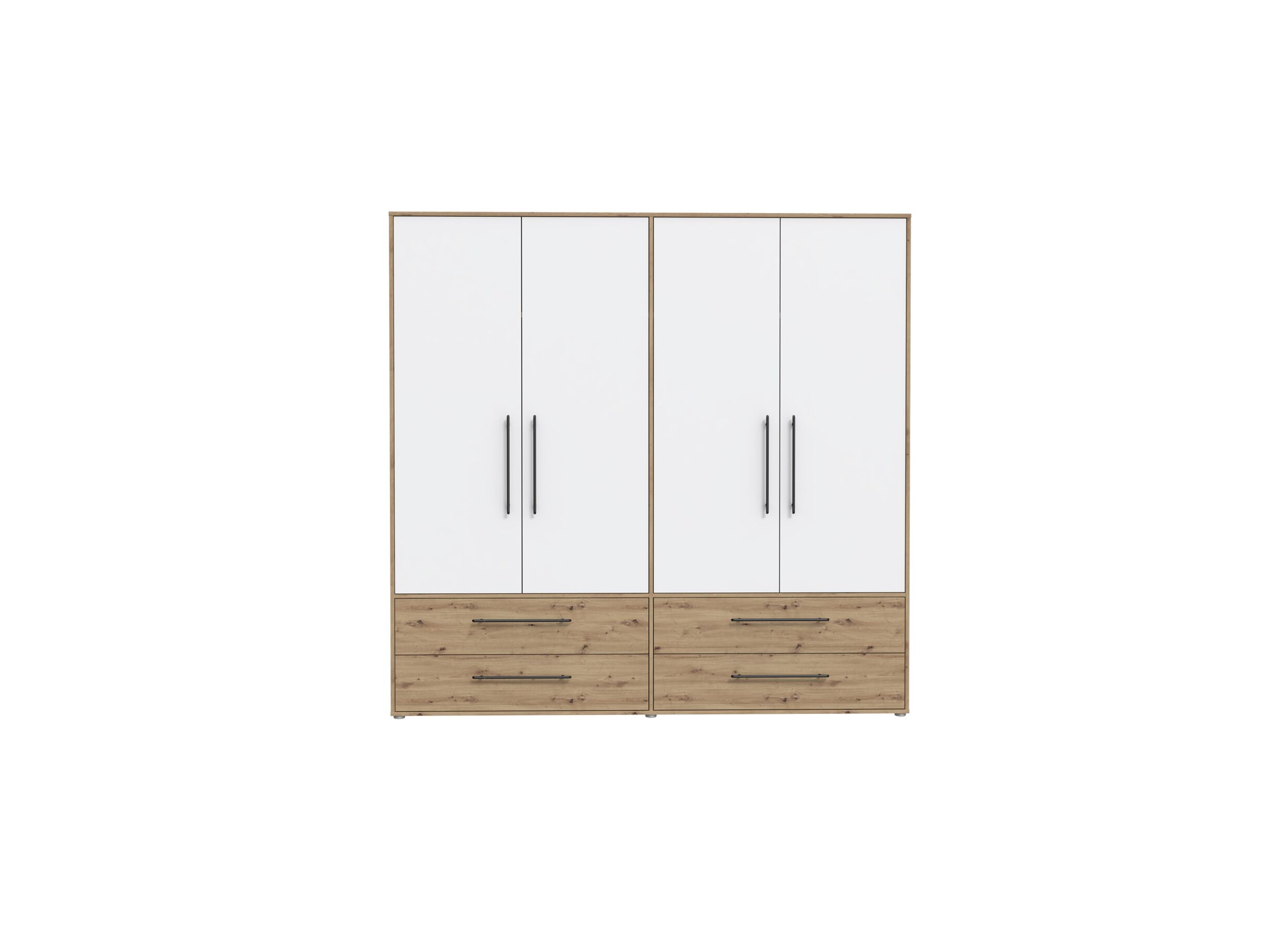 Garde-robe Mokkaris 206cm - décor - chêne artisanal/blanc