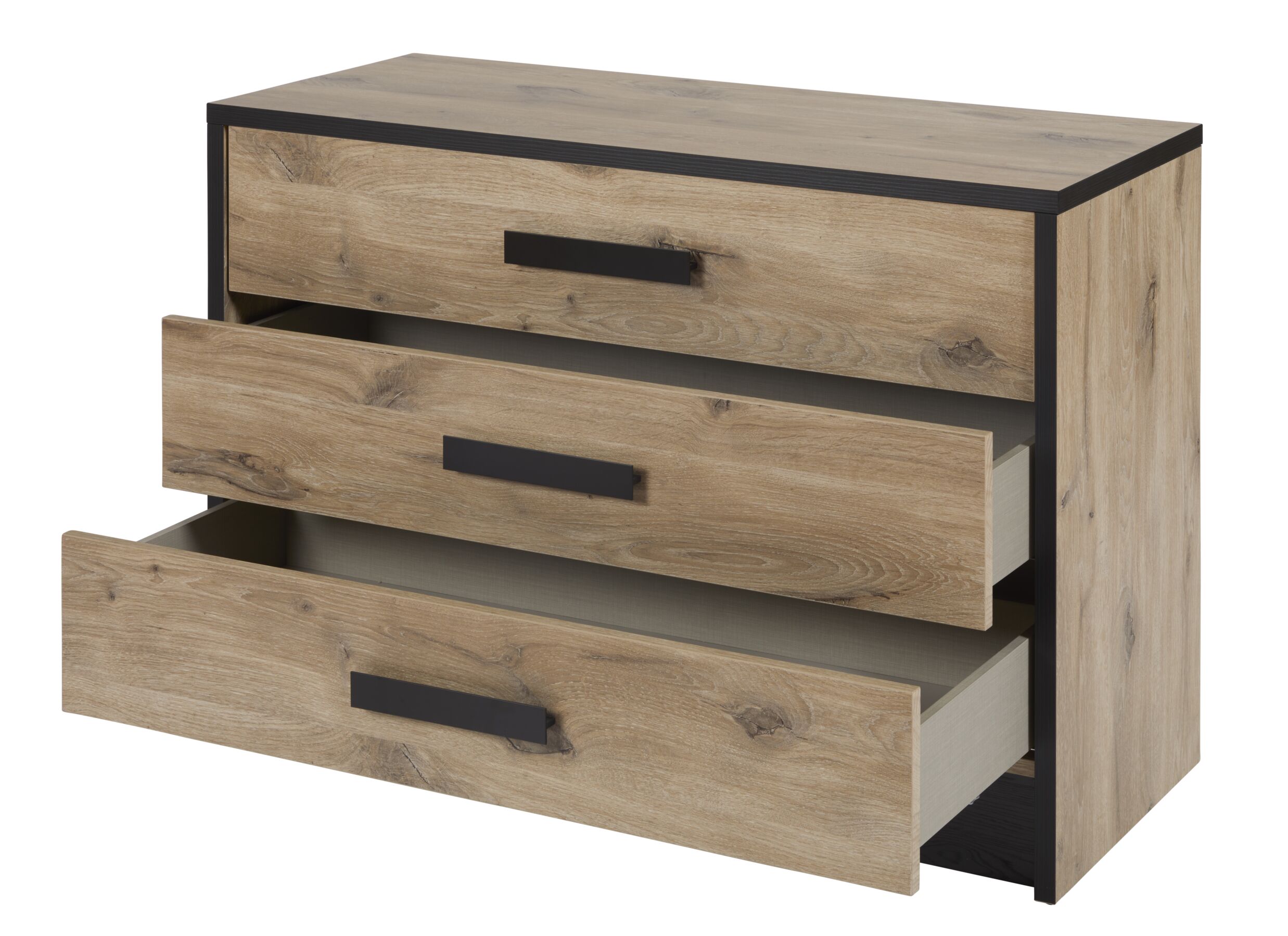 Disposition - Commode Sofia 110x47x73cm - décor - chêne canyon/noir