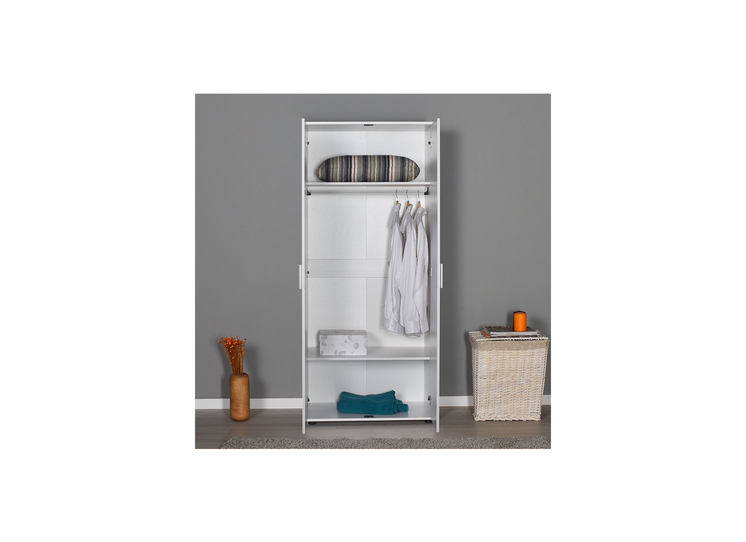 Foto ambiance - Garde-robe Sydney 80cm - mélamine - blanc