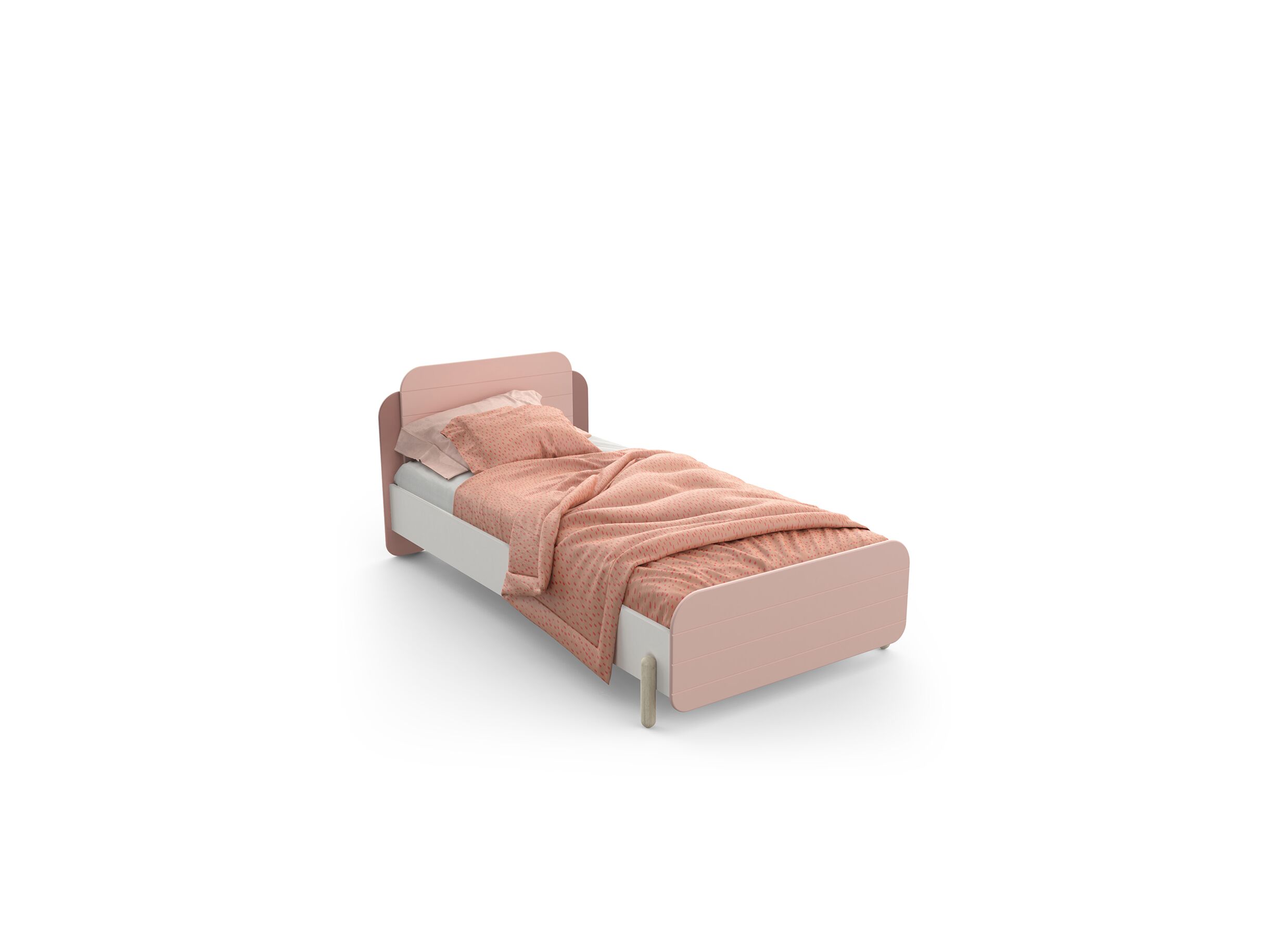 Lit Jade 90x200cm - Lit Jade 90x200cm - décor - mat rose & mat blanc