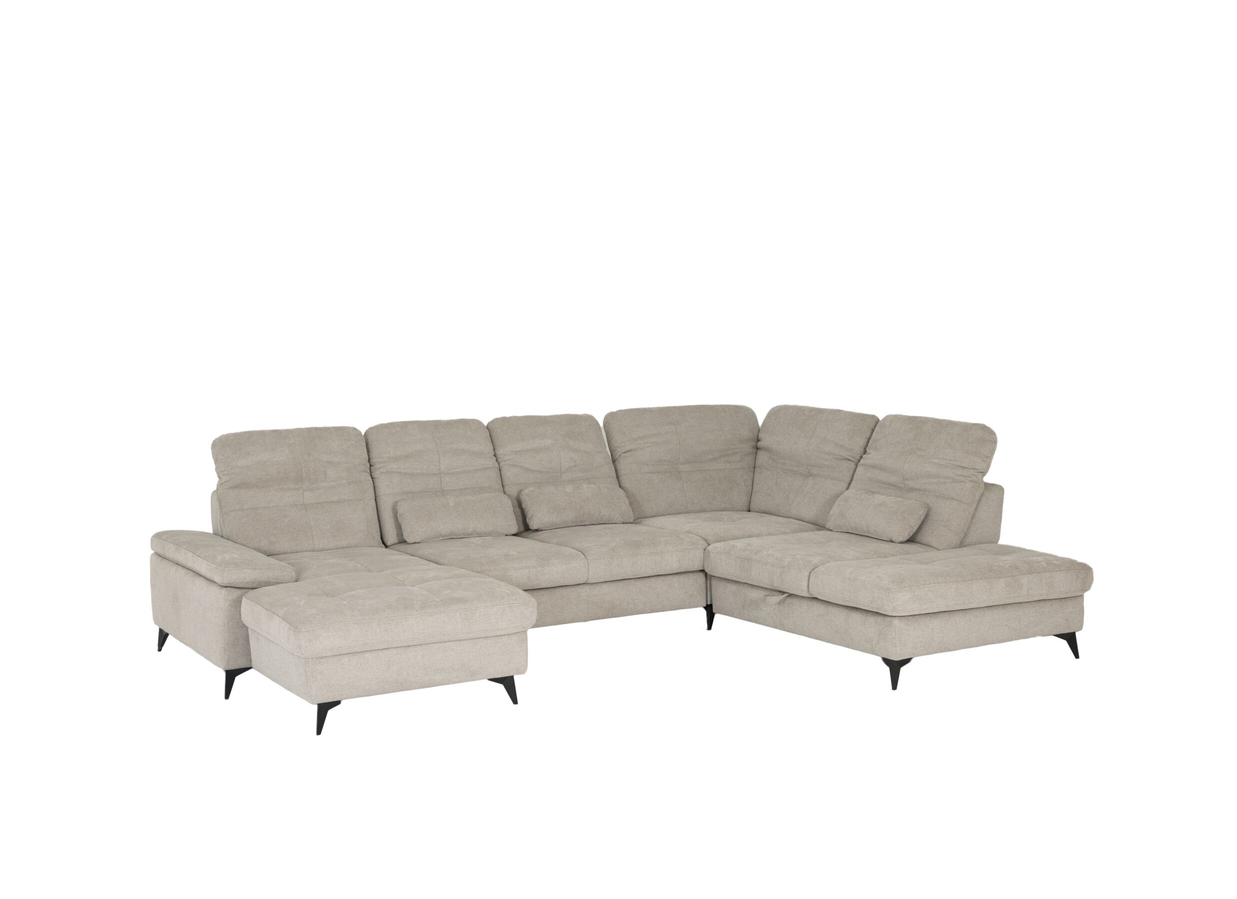 Aperçu - Canapé d'angle Naja 353x255cm - tissu - desert avec fonction lit et réglage de la profondeur du siège