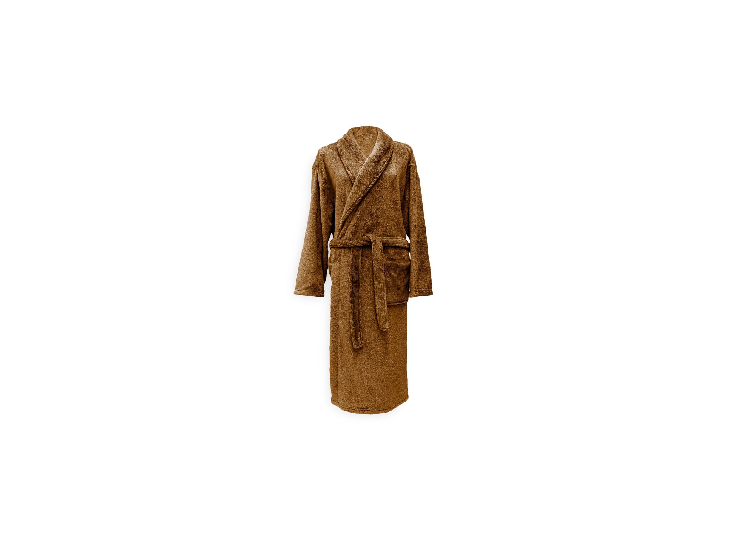 Badjas M flanel cognac brown