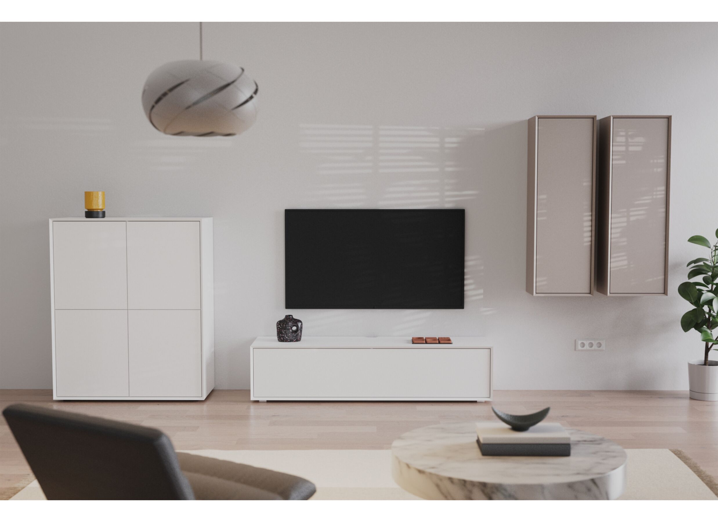 Sfeerfoto - Tv-meubel Stream 160cm - melamine - wit