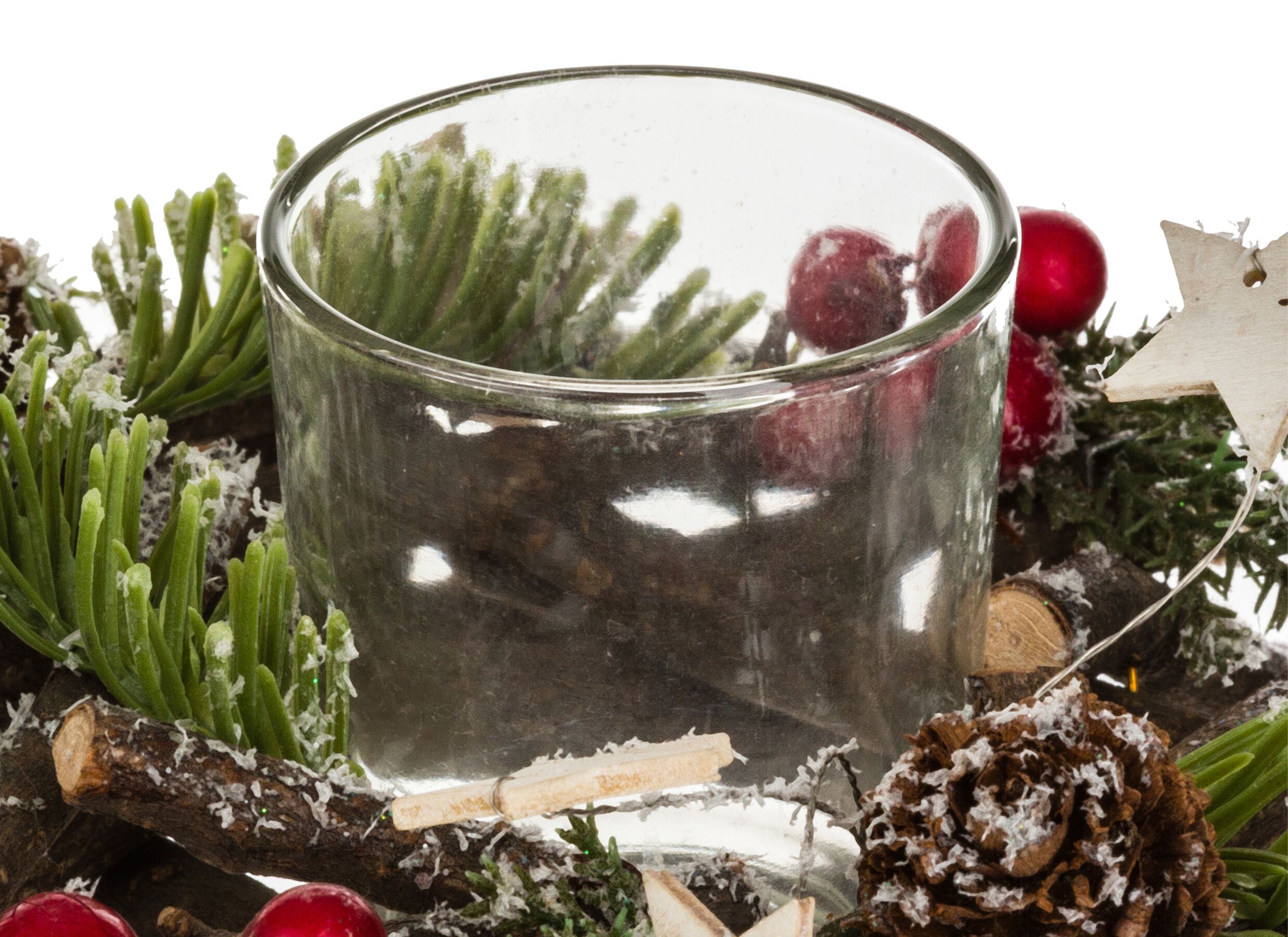 Detailfoto - Kerststronk met 4 kaarsen 39x14x8cm