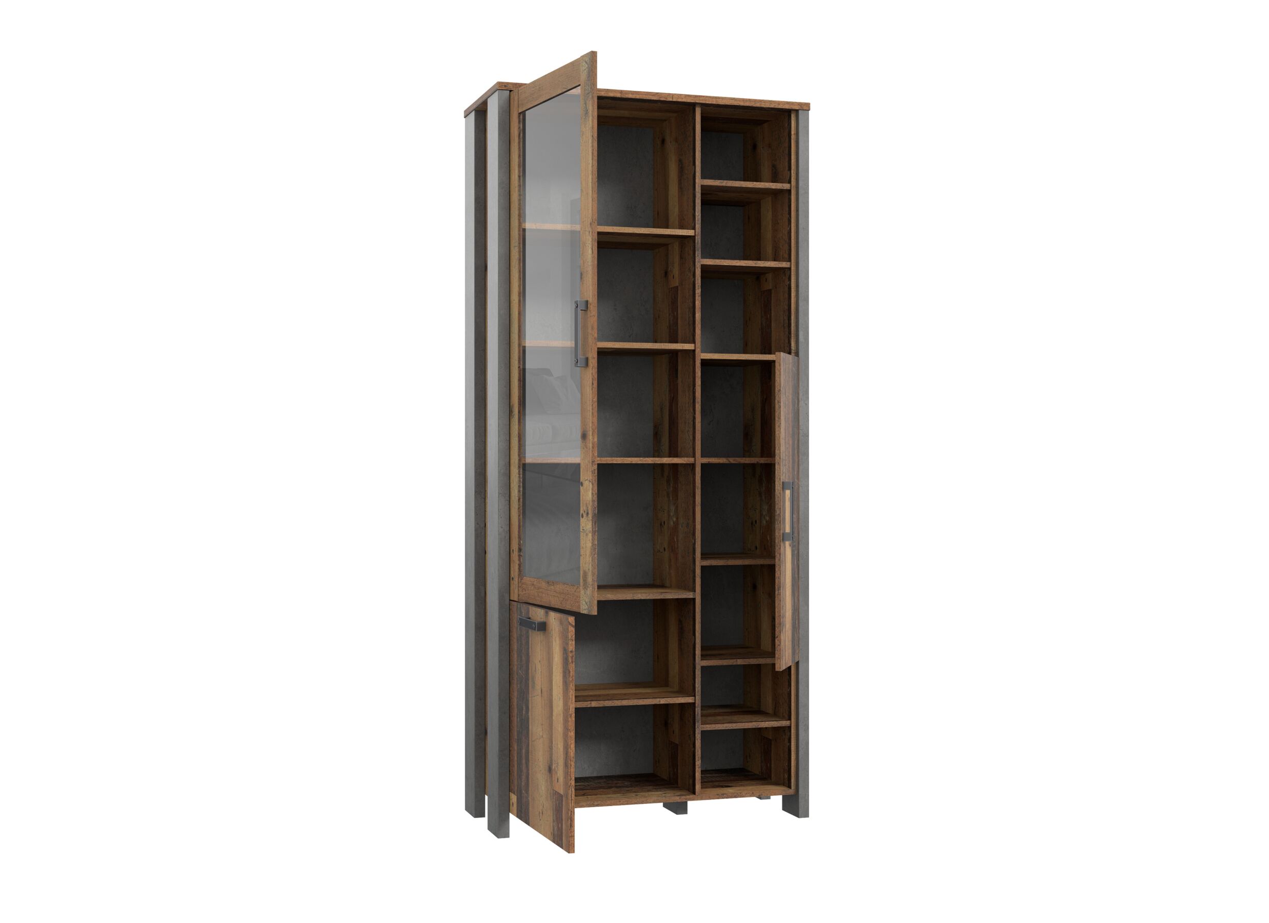 Vitrinekast Clif 92cm - decor - old wood/beton