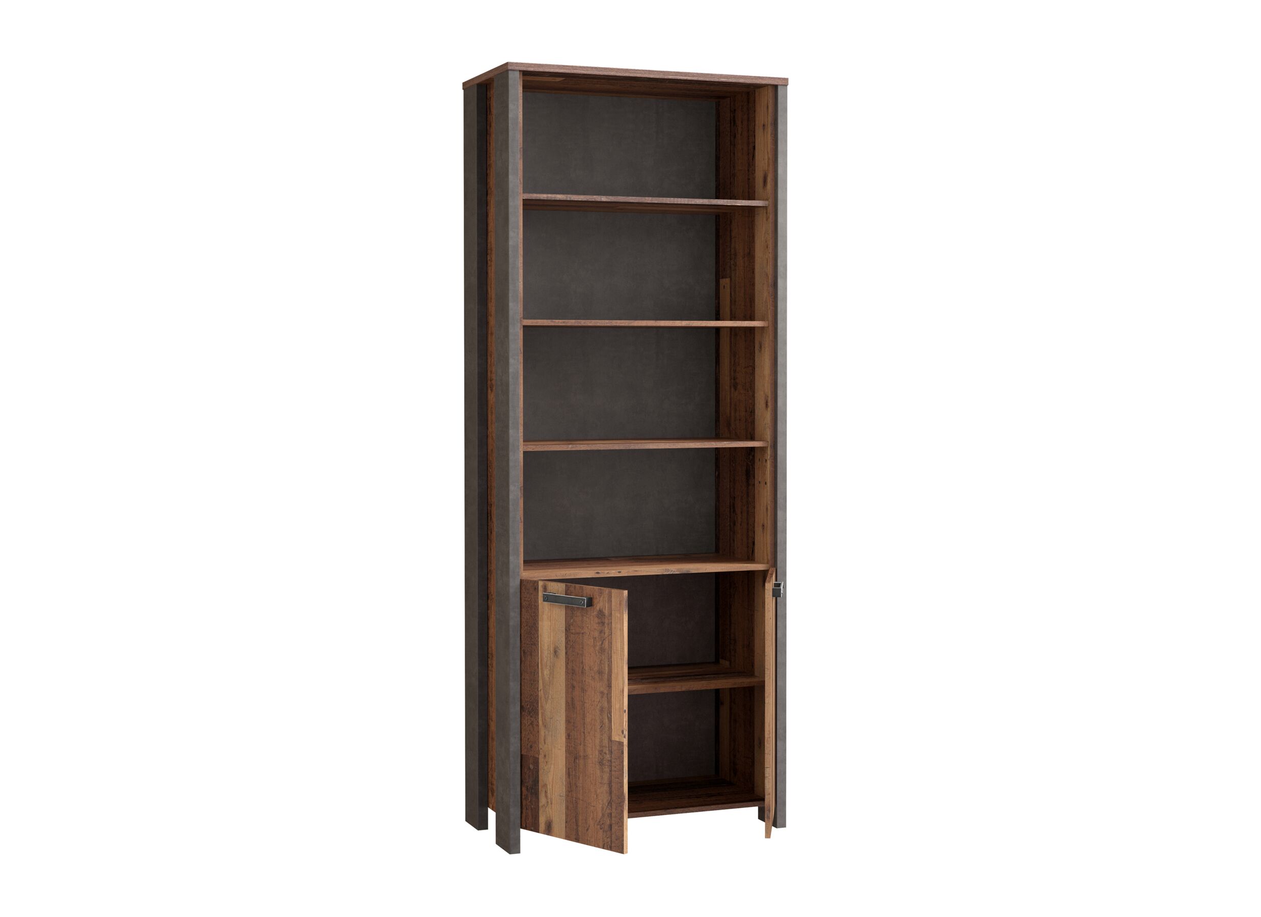 Boekenkast Clif-B 86x42x221cm - meubelplaat - old wood/beton