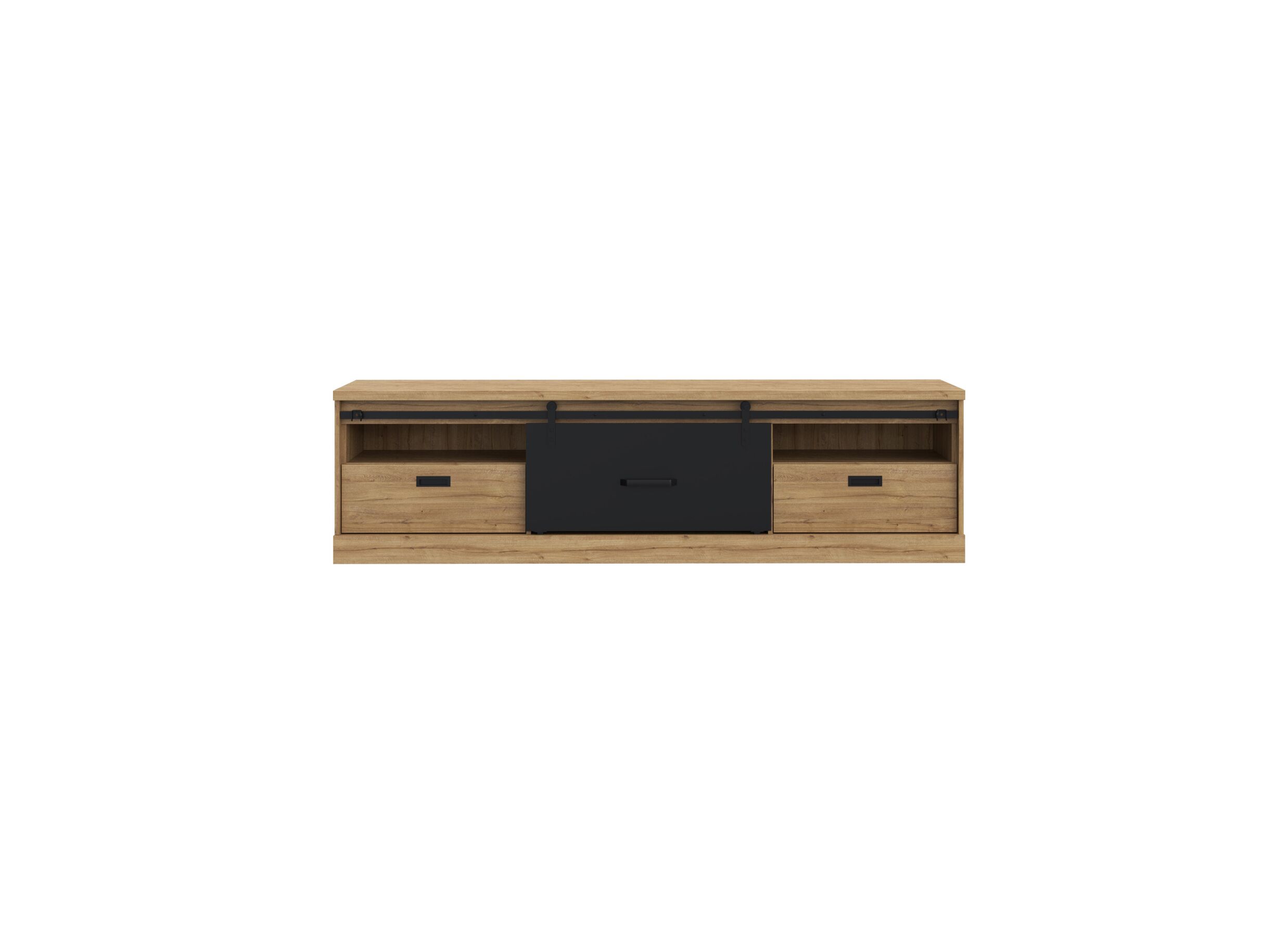 Tv-meubel Kaszimiro 203cm - meubelplaat - waterford eik/zwart