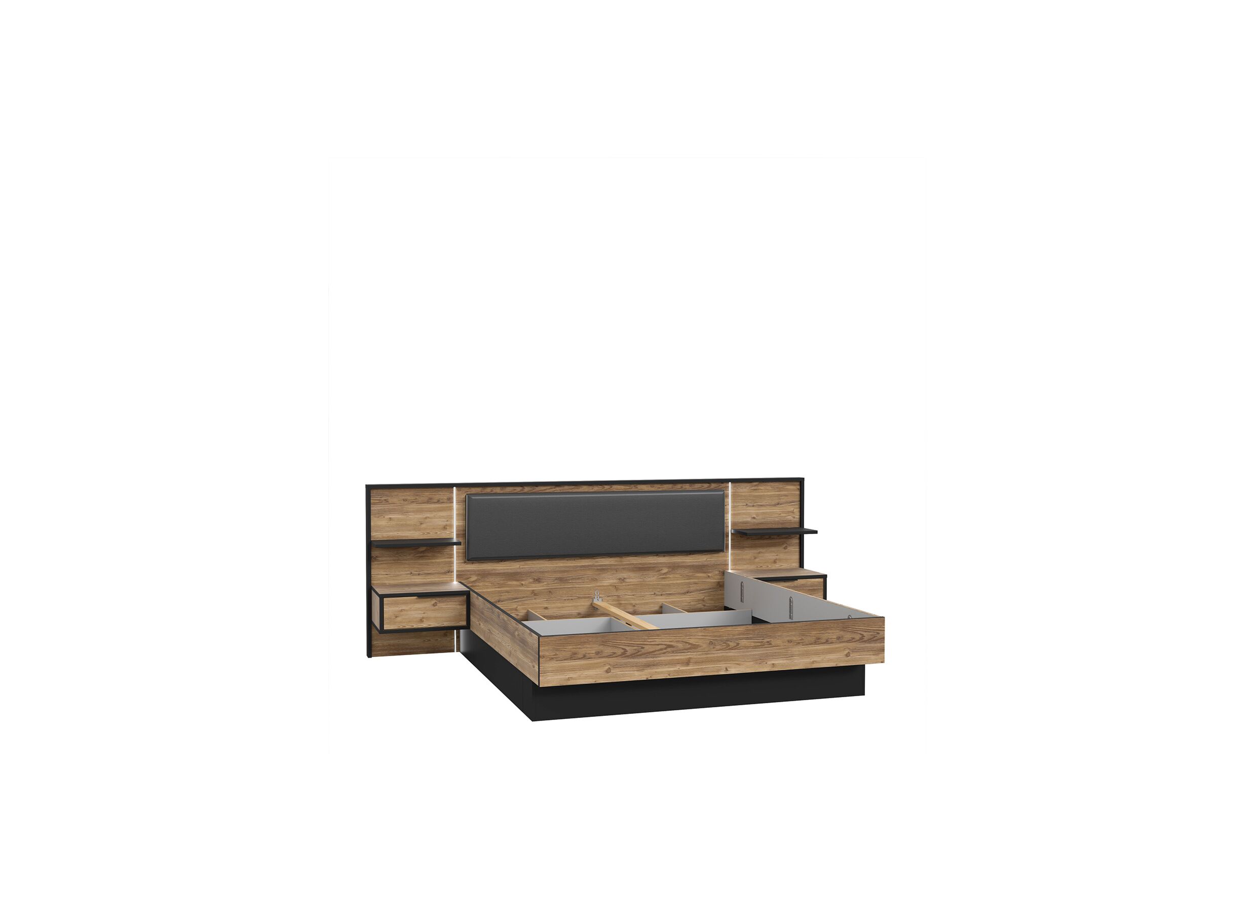 Lit 180x200cm - Lit Jabim 180x200cm - panneau décor - alpine picea/noir