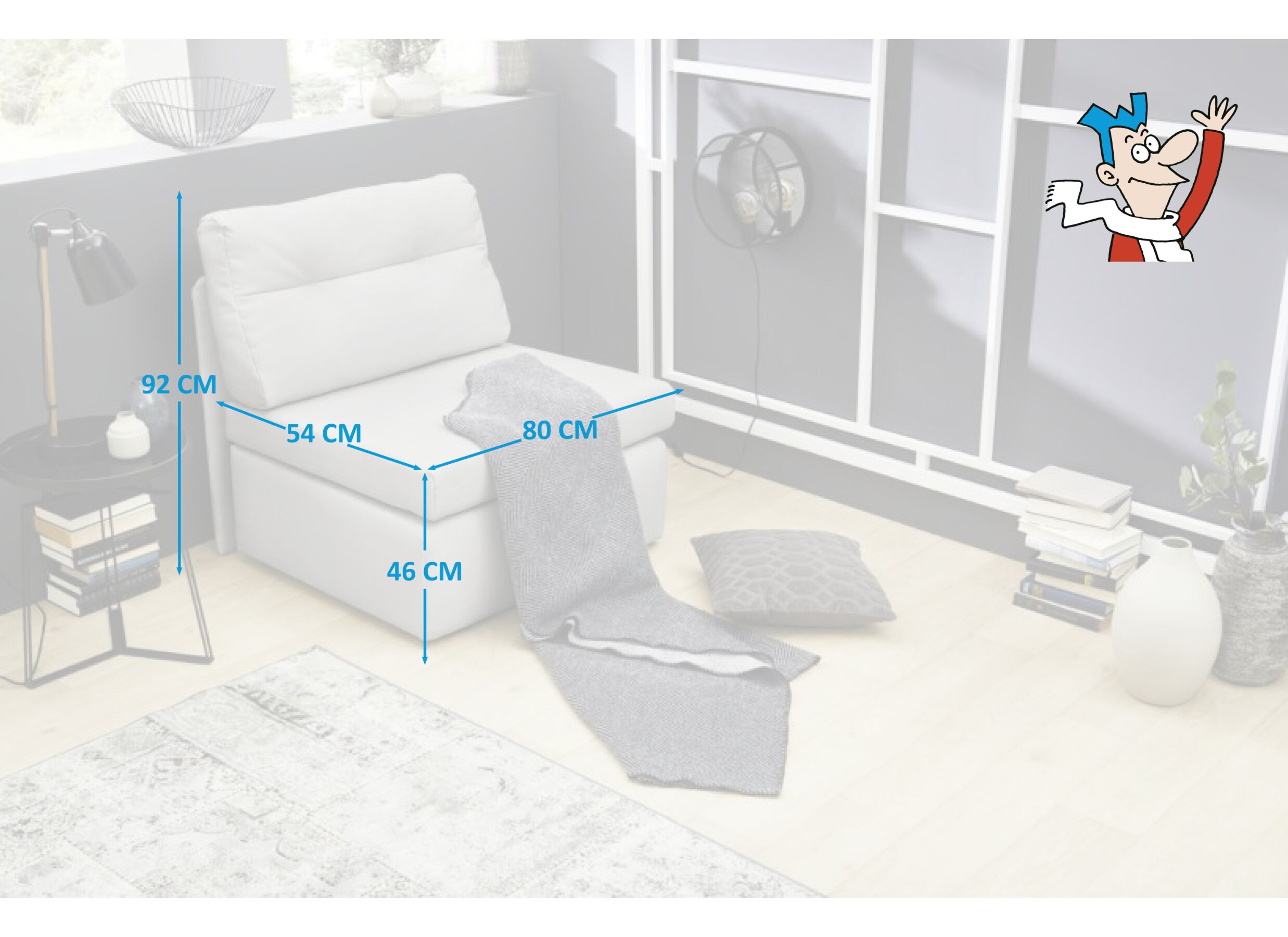 Zetelbed Tunis 1 persoons stof lichtgrijs