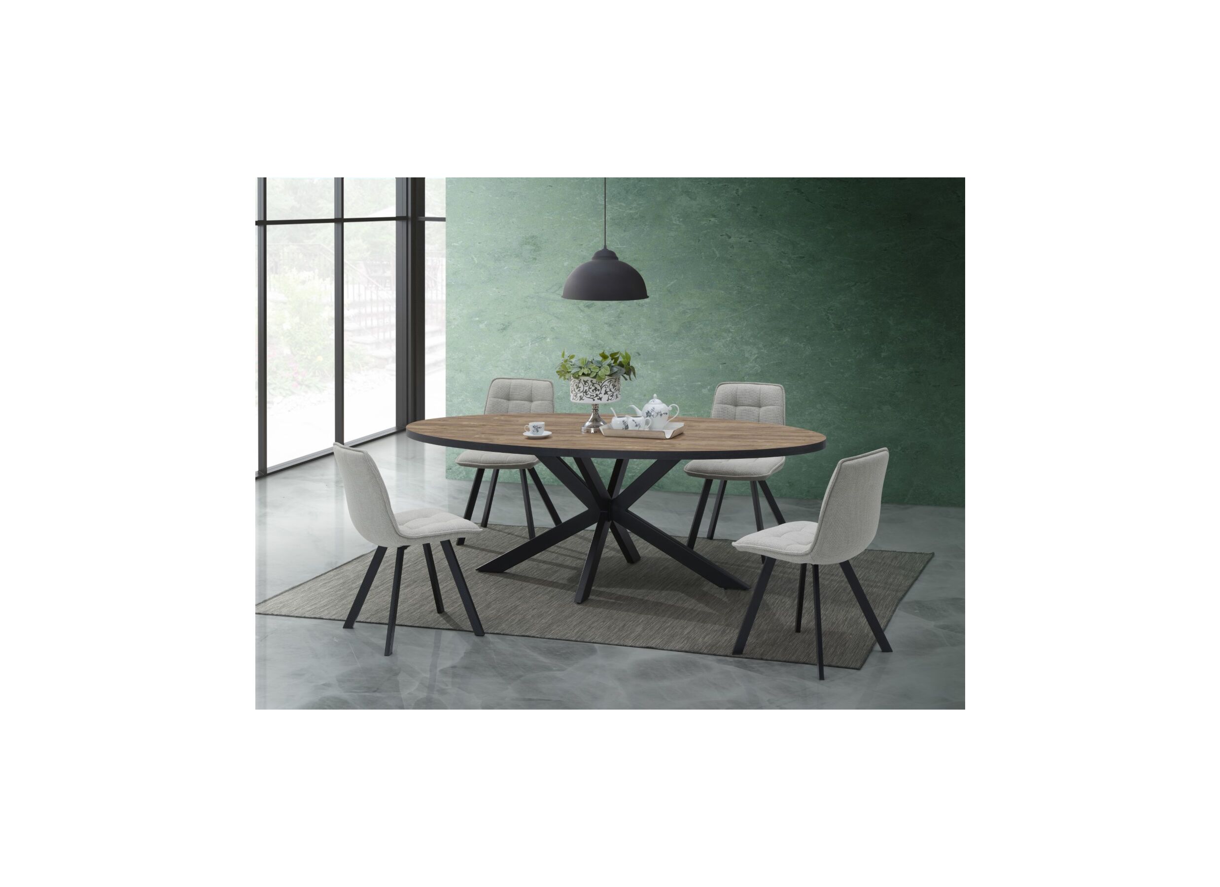 Sfeerfoto - Tafel Estrella Etienne 220x110cm - meubelplaat - industrial oak