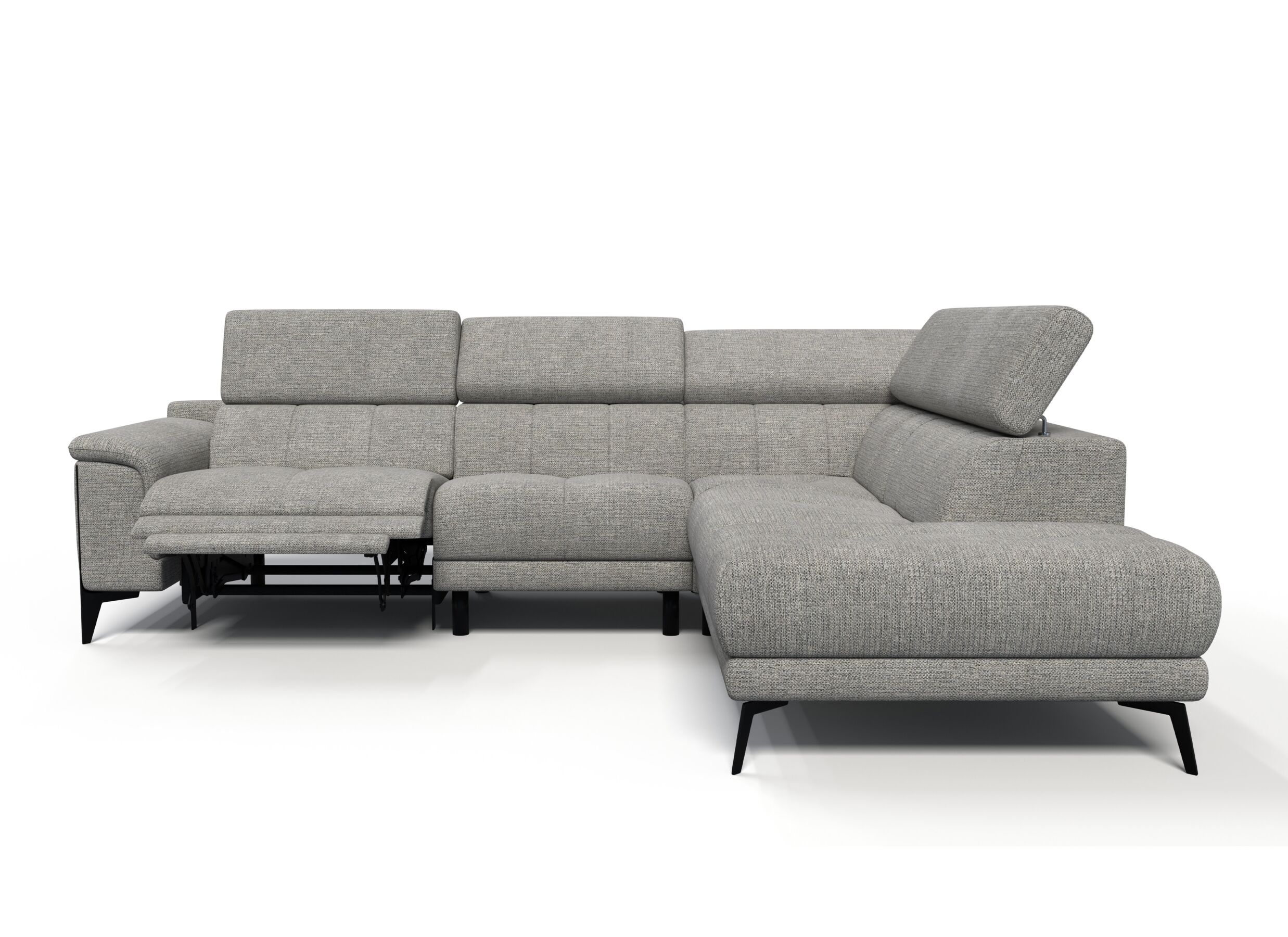 Aperçu - Canapé d'angle Amira 290x228cm - tissu - gris avec relax