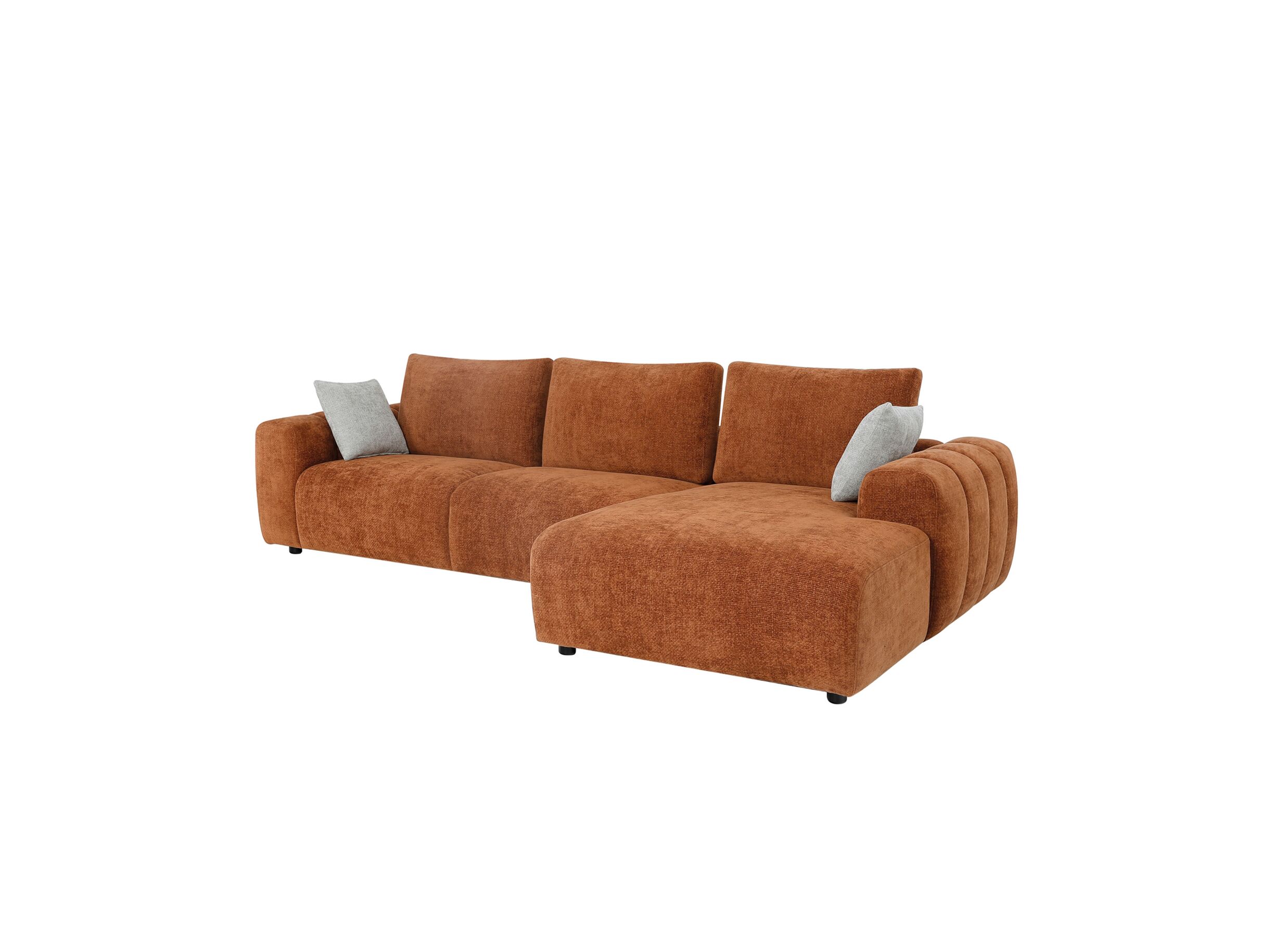 Aperçu - Canapé d'angle Mandarin 315x165cm - chenille - orange