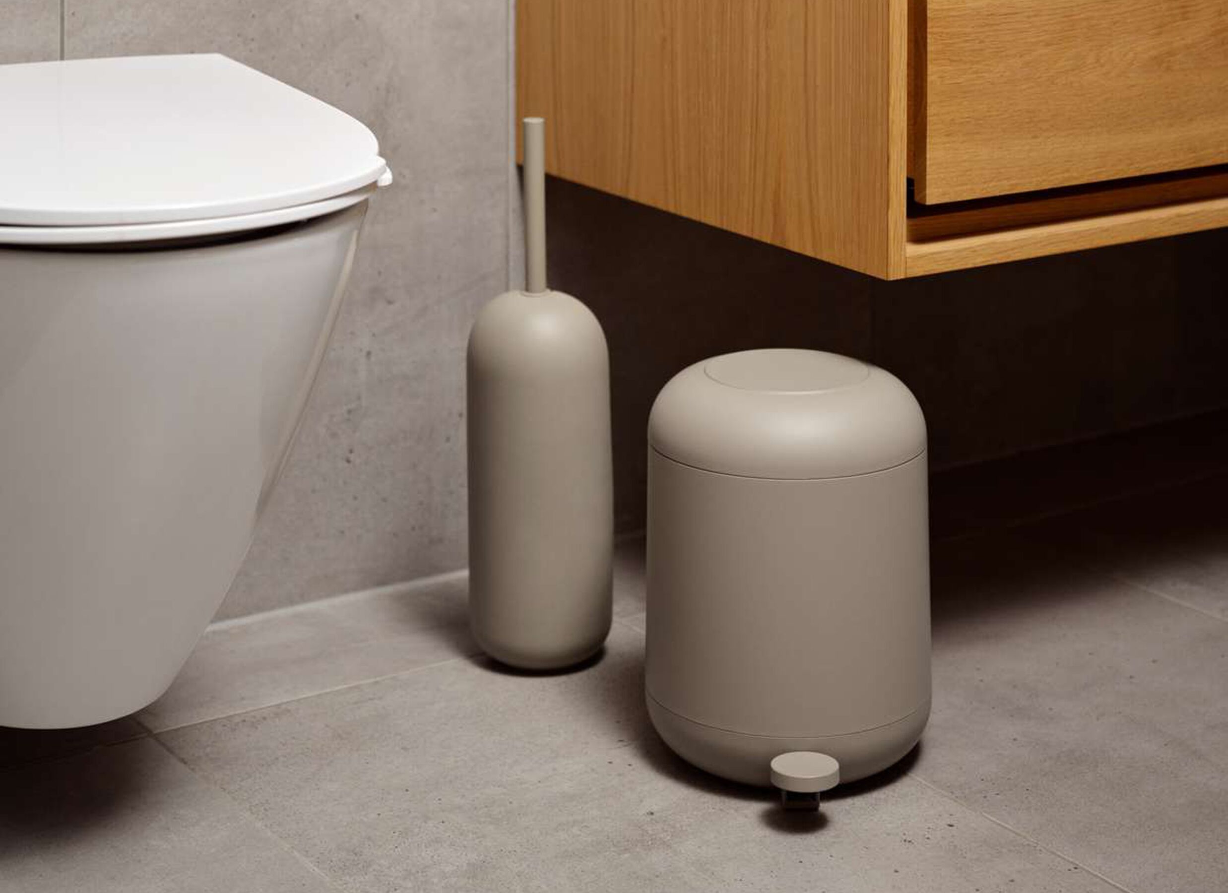 Foto ambiance - Brosse wc Sensu Ø11,8x41cm - céramique - taupe