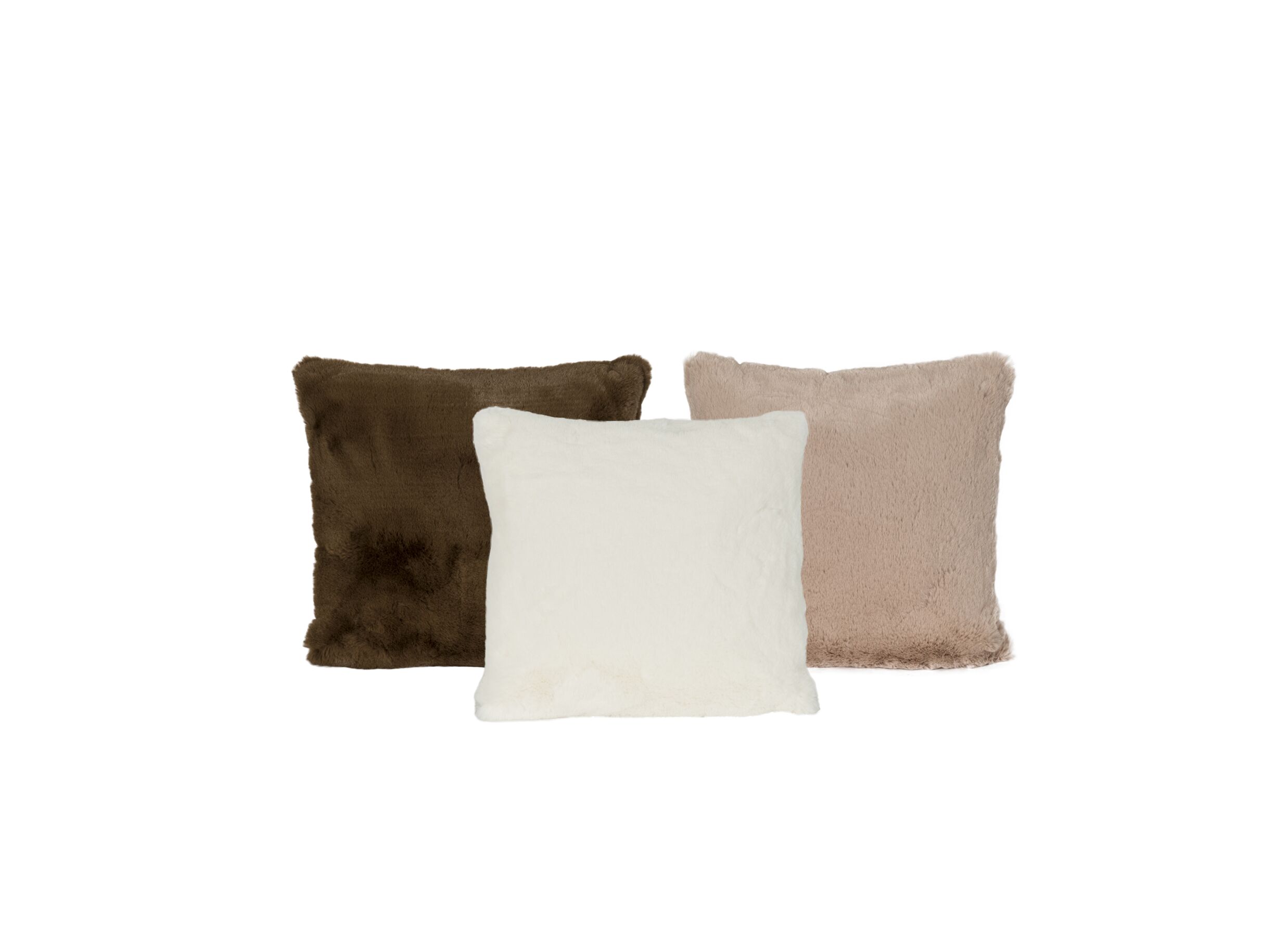 Photo ensemble - Coussin Duffie 45x45cm - imitation fourrure de lapin - blanc