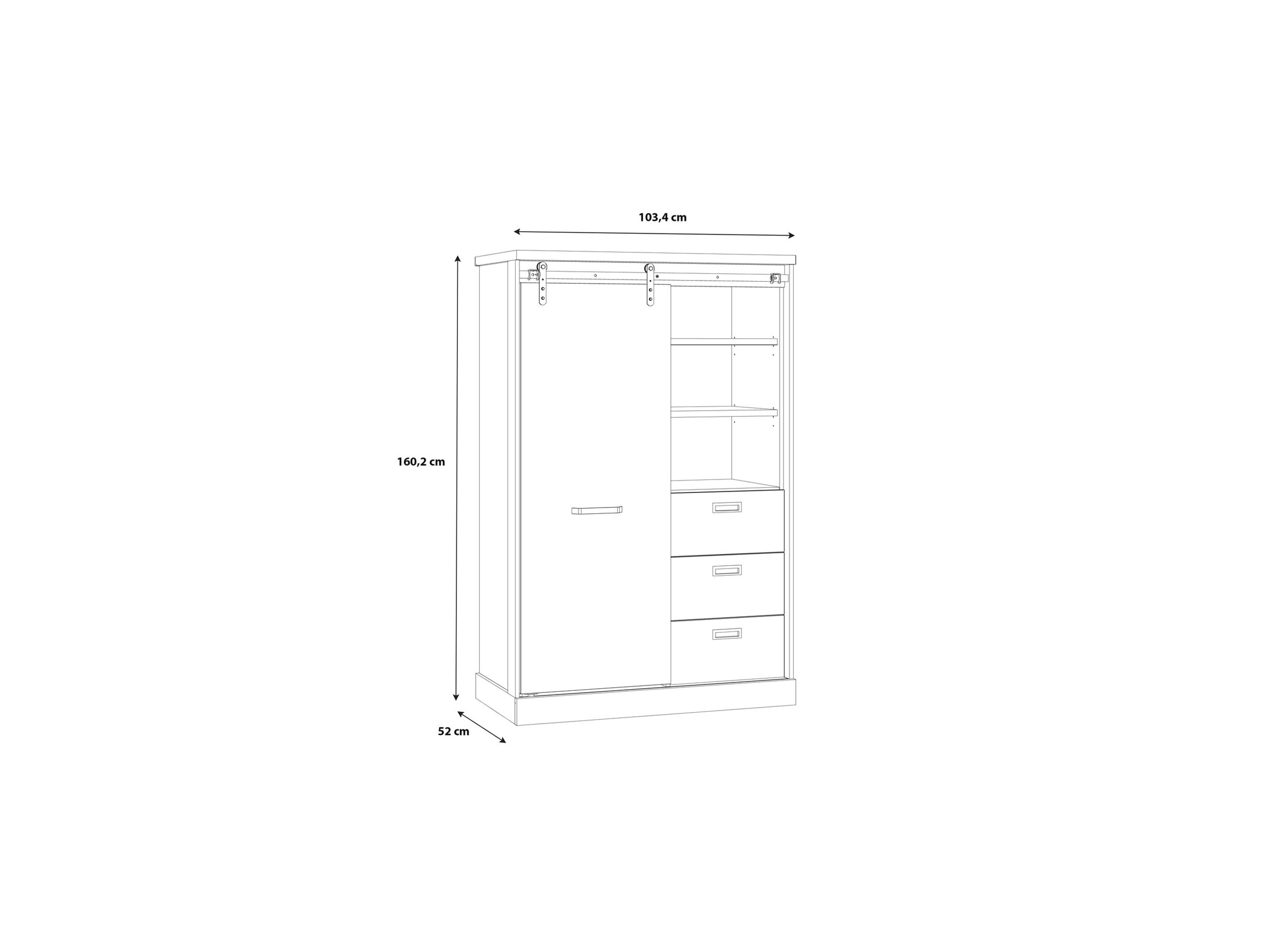 Buffetkast Kaszimiro 103cm - decor - waterford eik/zwart