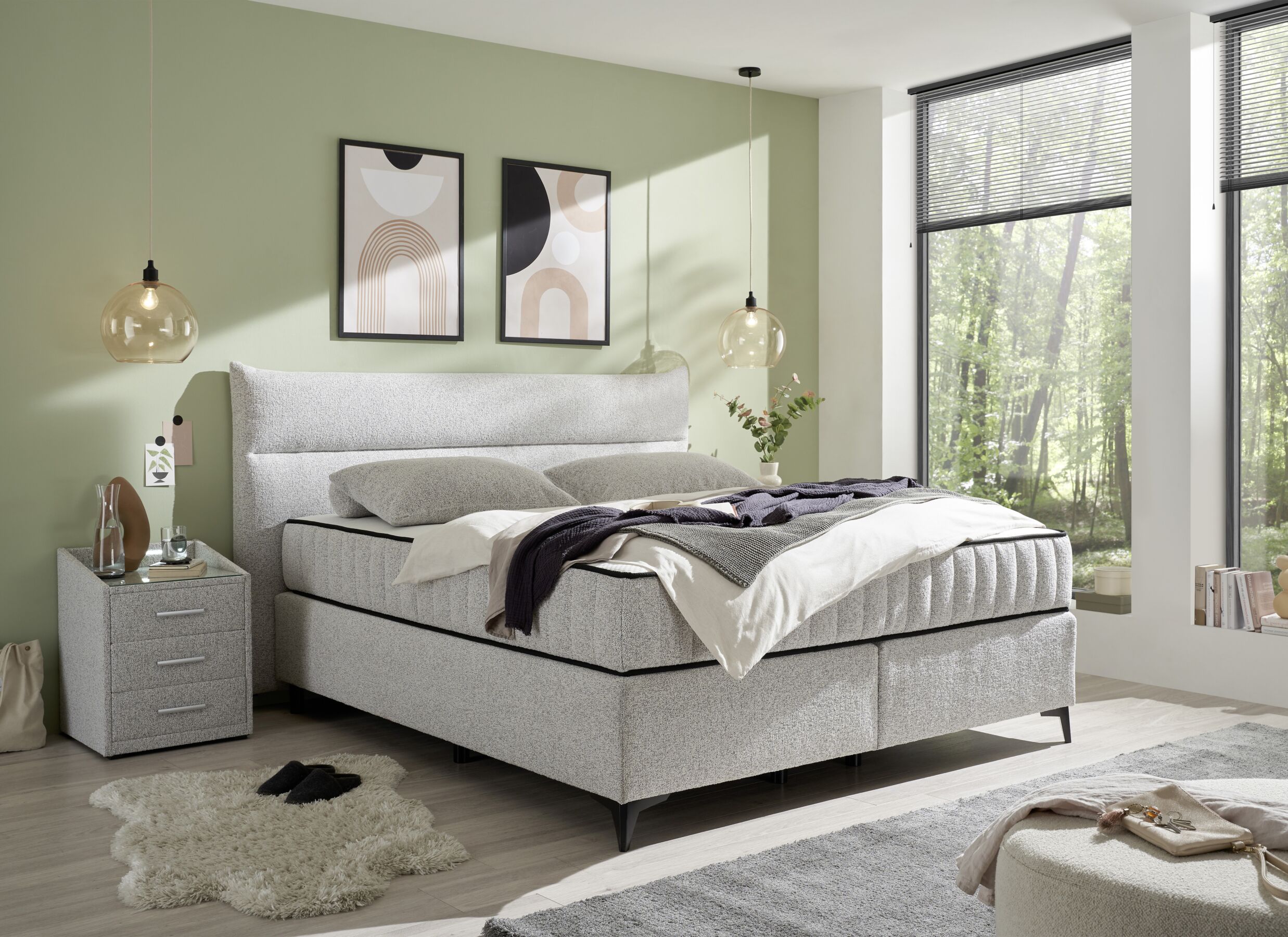 Boxspring Vlieland 180x200cm - stof - dove - Boxspring Vlieland 180x200cm - tissu - dove