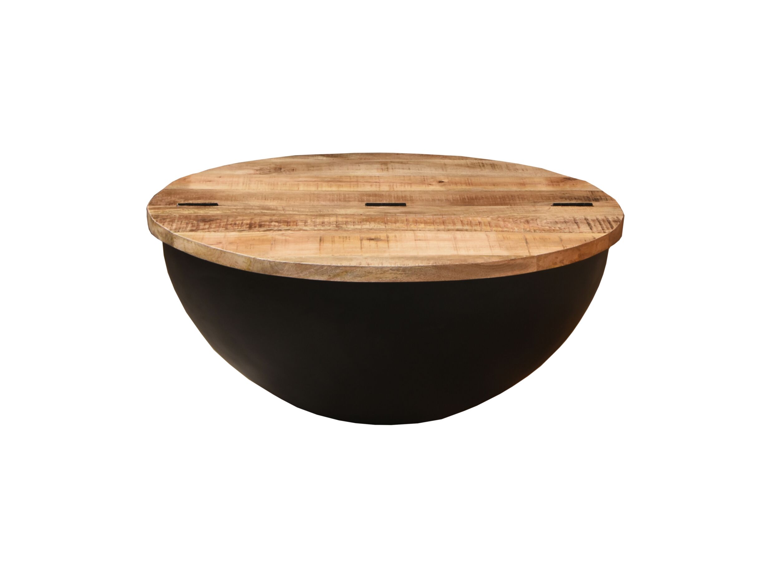 Plus Important - Table basse Nathan Ø90cm - manguier massif - naturel avec rangement