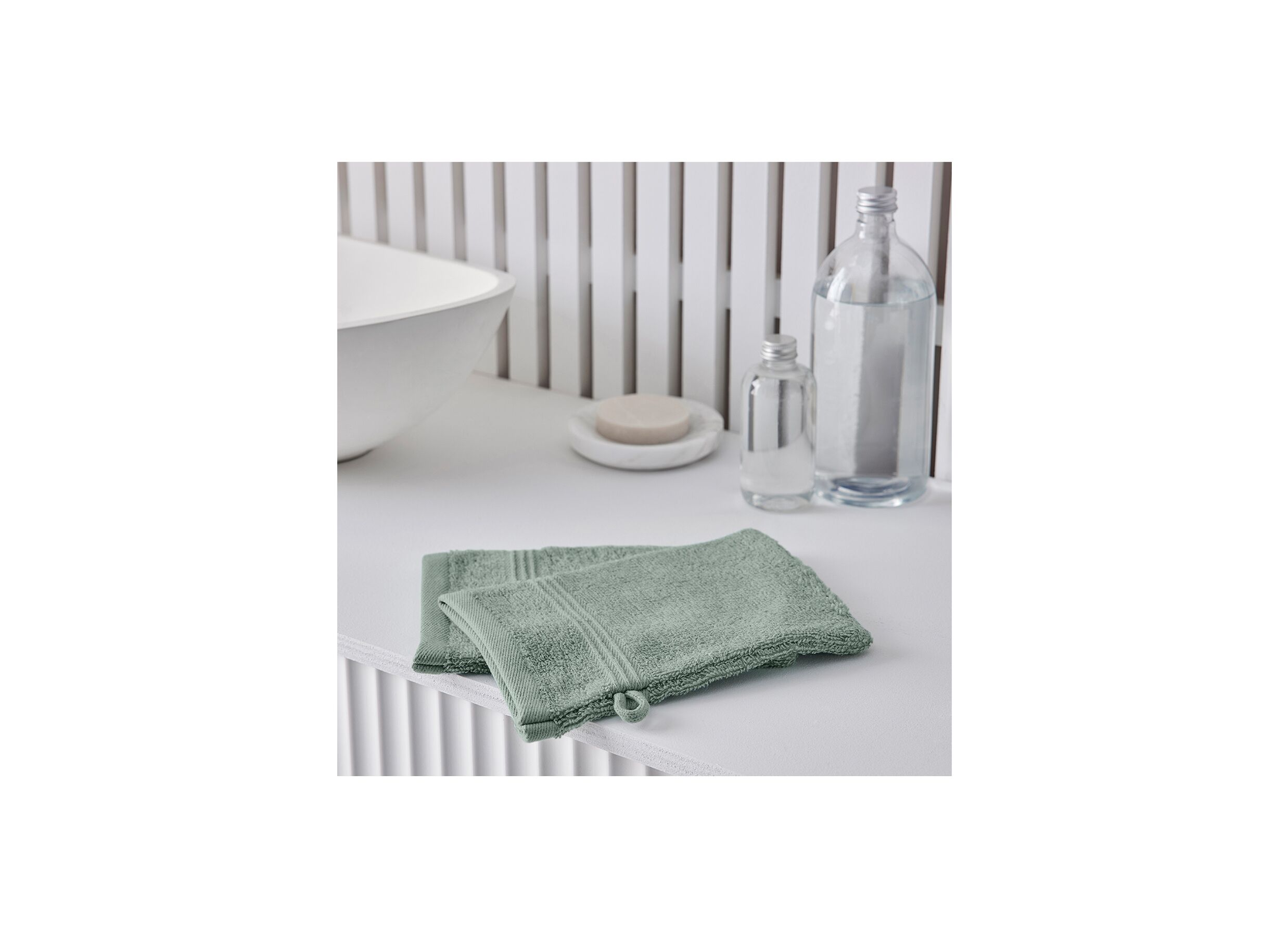 Gant de toilette Essential 16x21cm celadon lot de 2 - Gant de toilette Essential 16x21cm celadon lot de 2