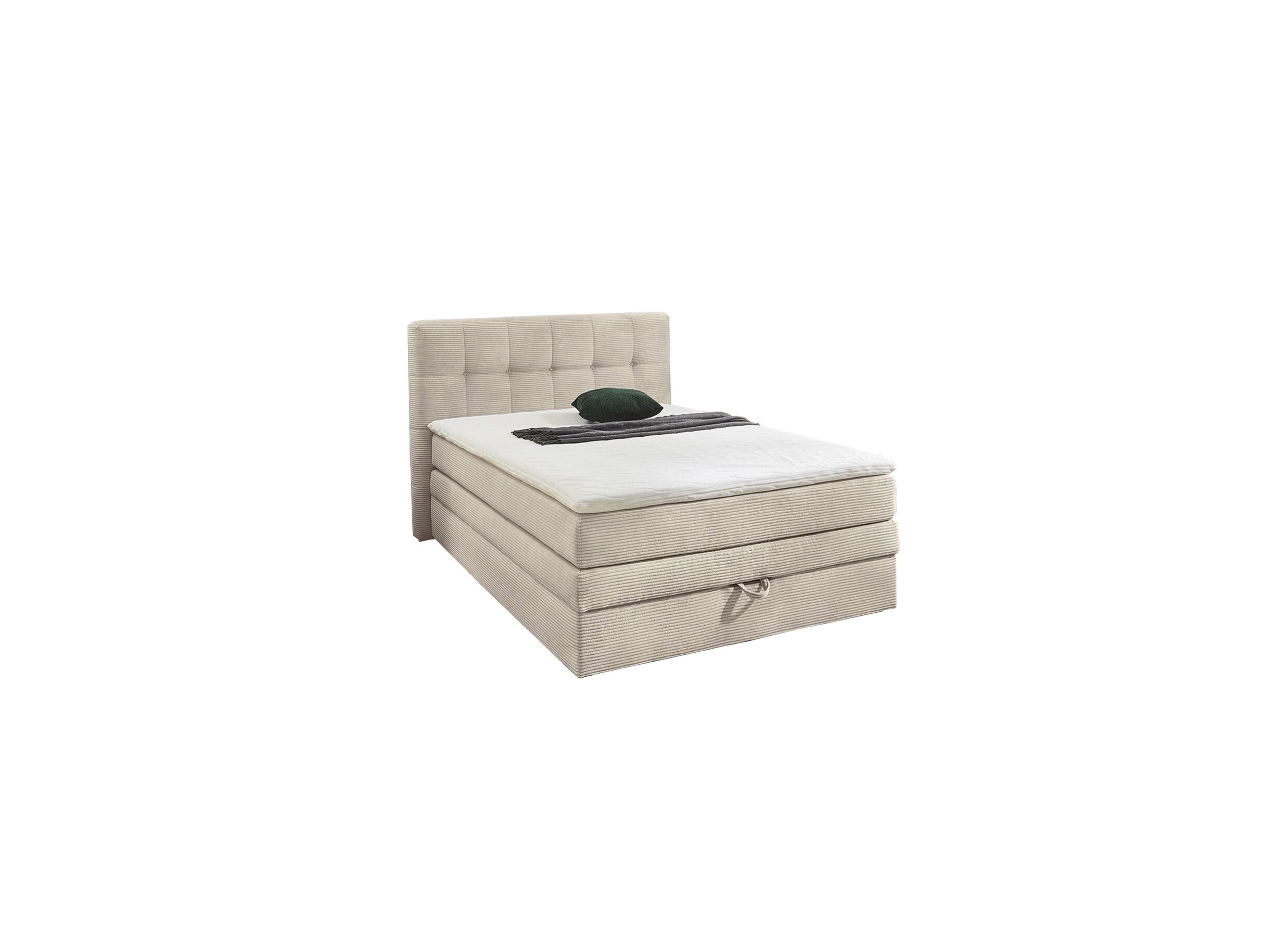 Boxspring Amy 140x200cm met opbergruimte stof ecru