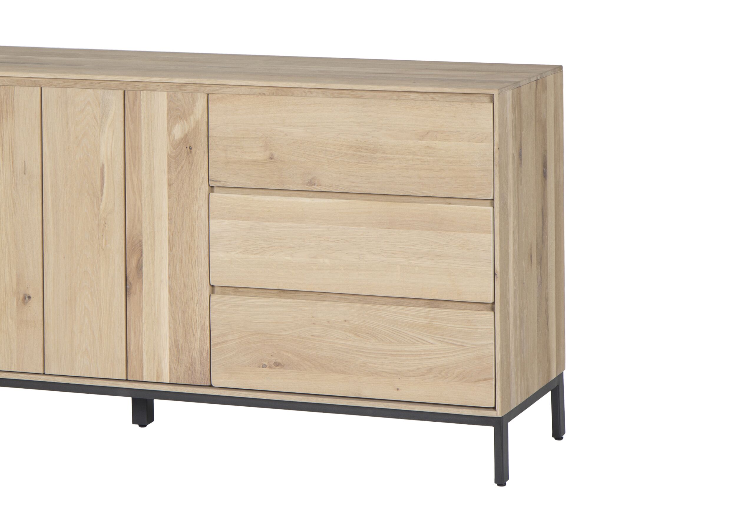 Buffet Polar 190cm - chêne massif & décor - naturel