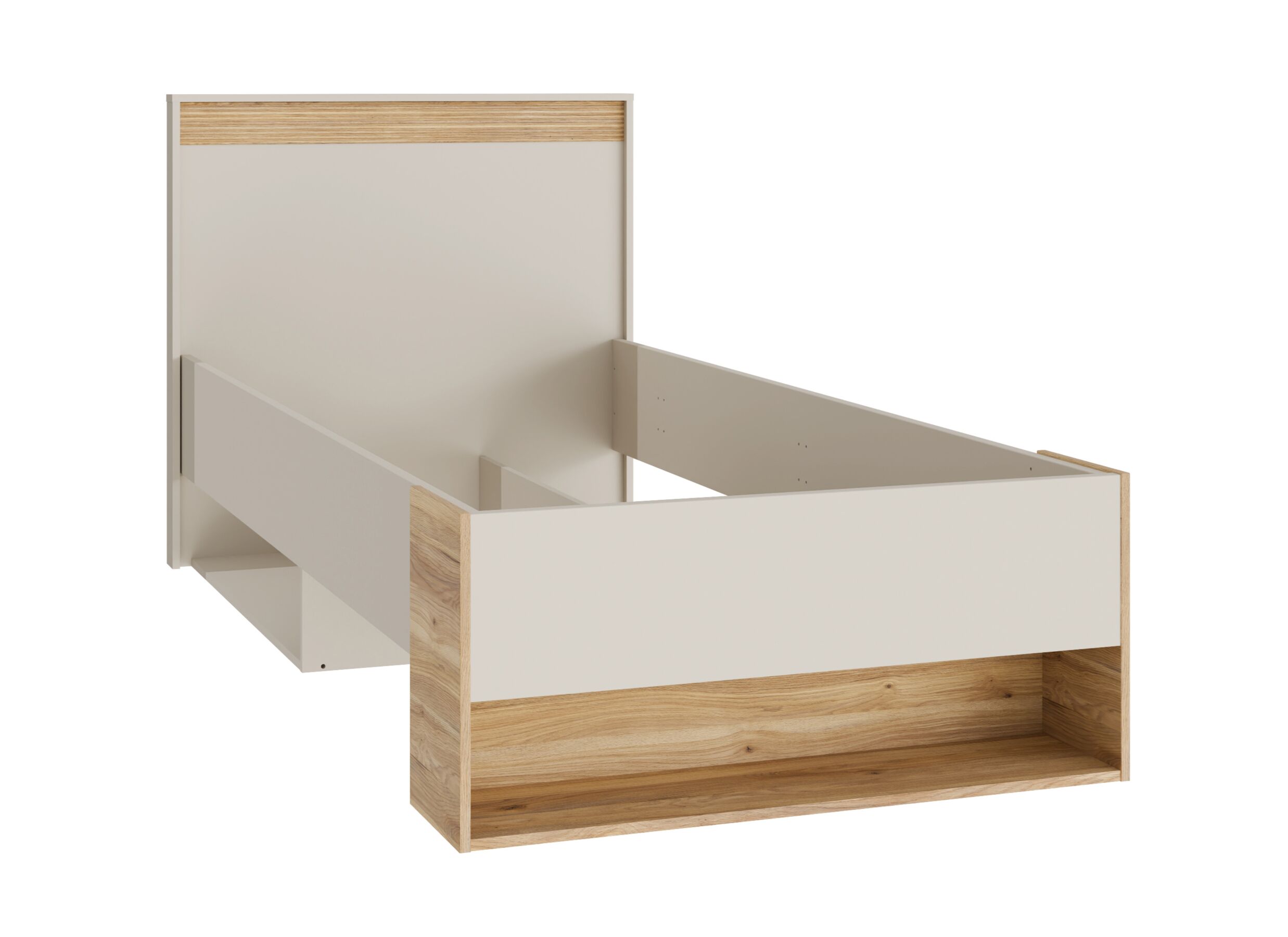 Bed Wexlin 90x200cm - decor - sand & mauvella oak - Lit Wexlin 90x200cm - décor - sand & mauvella oak