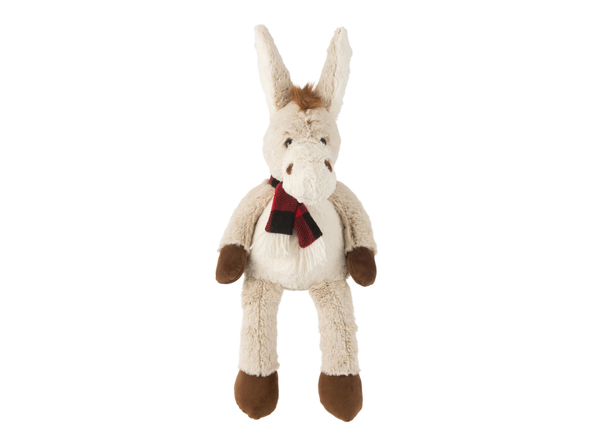 Plus Important - Peluche Âne avec écharpe H28cm - polyester - beige & marron