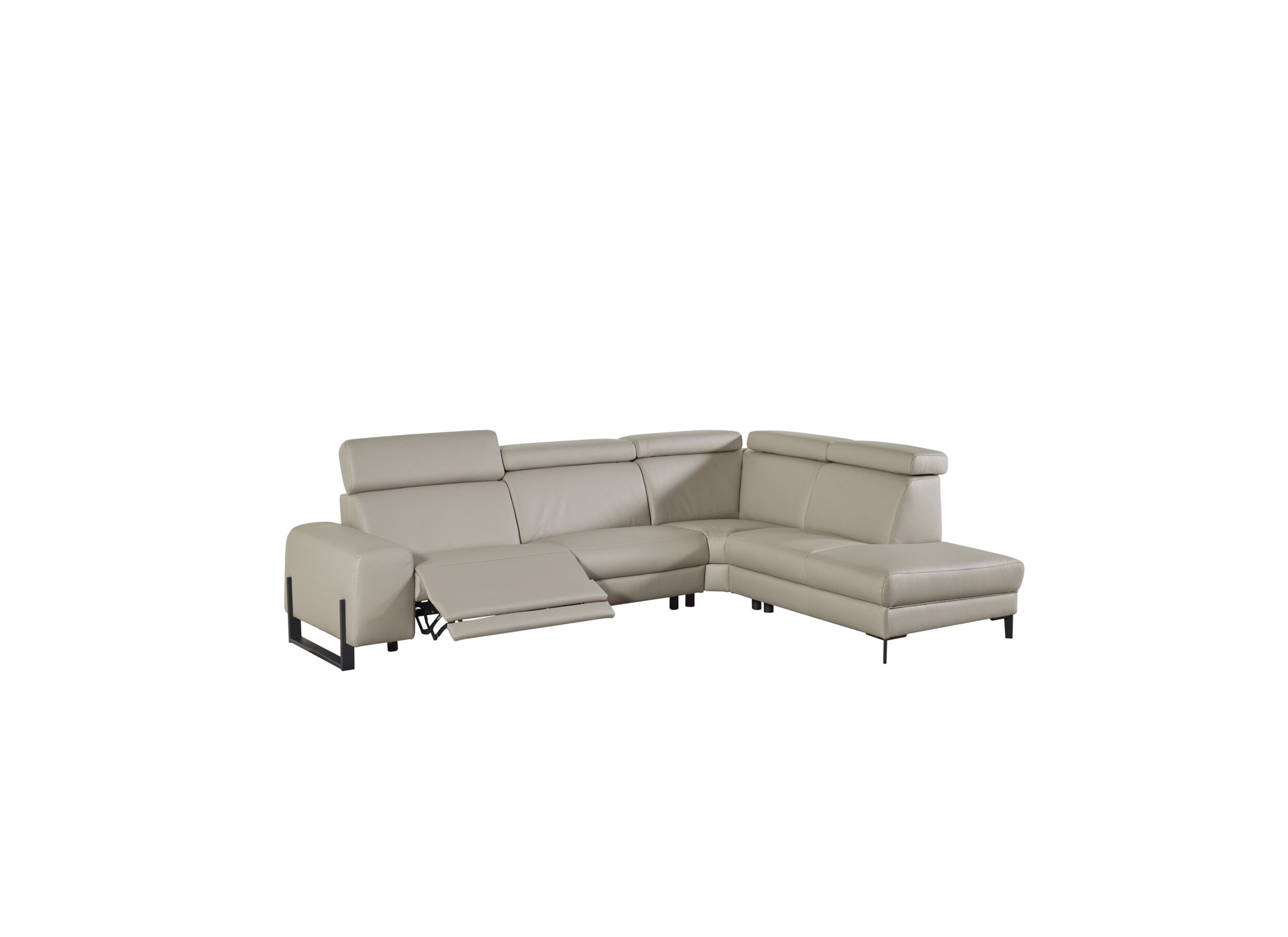 Canapé d'angle Durham tissu gris clair avec relax - Canapé d'angle Durham 304x230cm - tissu - gris clair avec relax