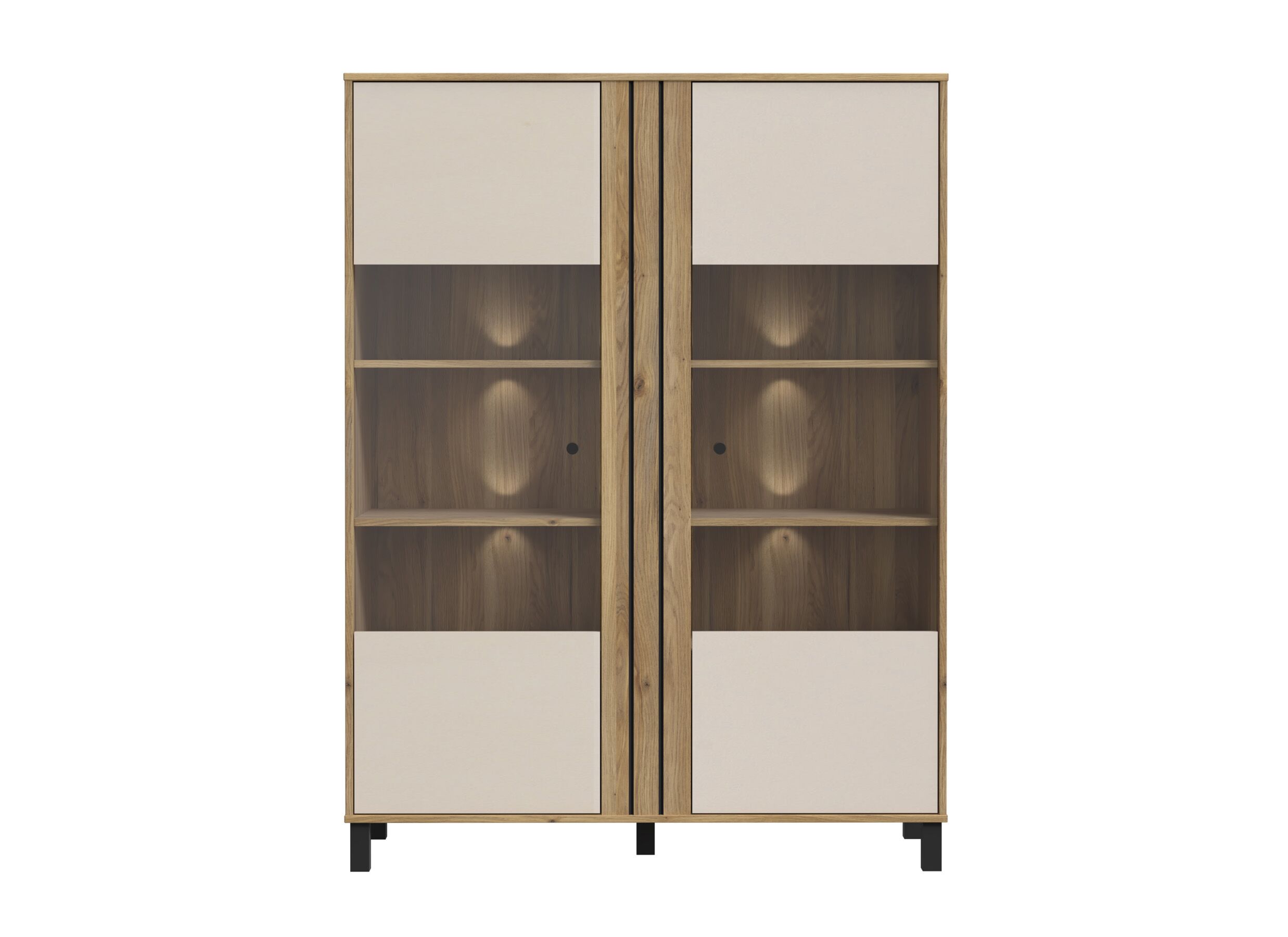 Overzichtsfoto - Vitrinekast Killarney 121cm - decor - mauvela oak/sand