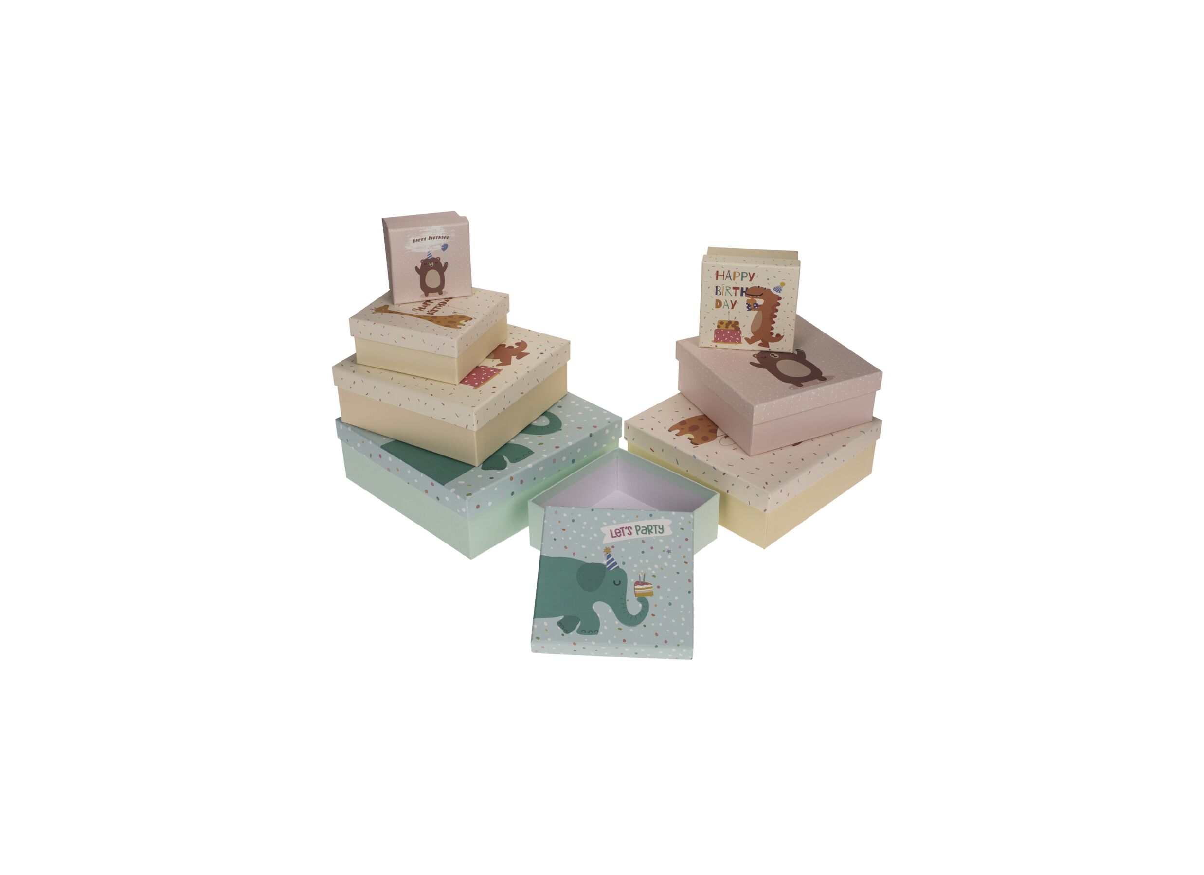 Hoofdfoto - Giftbox Birthday Animals - karton - multicolor set van 8