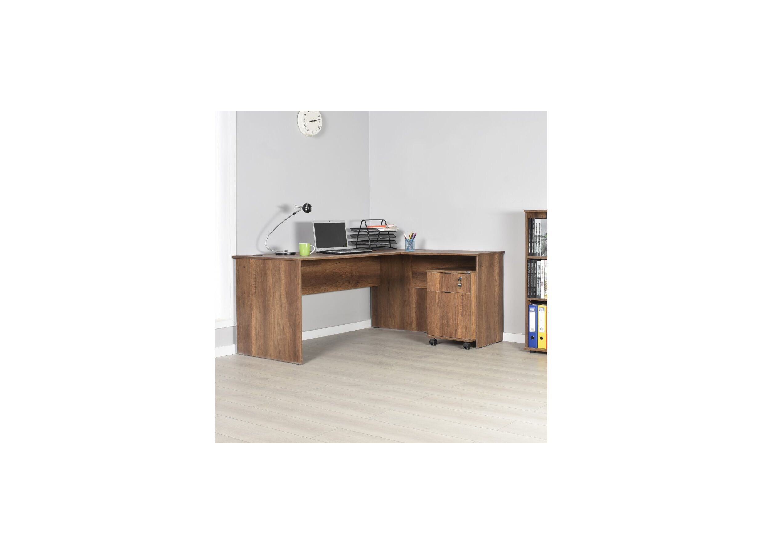 Hoekbureau Meradi 160x144cm - melamine - oslo walnut