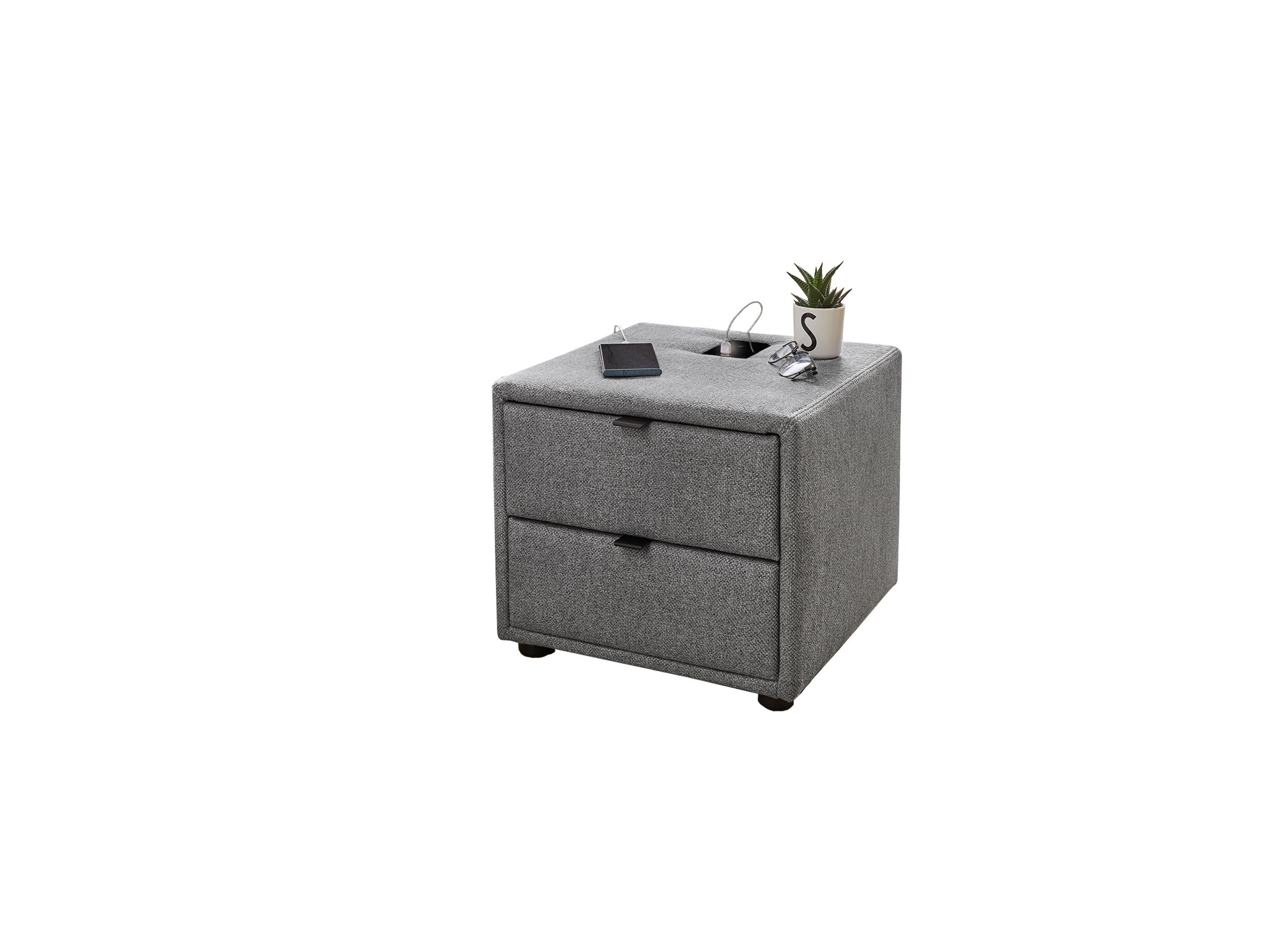 Table de chevet Lara 44x44x39cm - Table de chevet Lara 44x44x39cm - polyester - gris