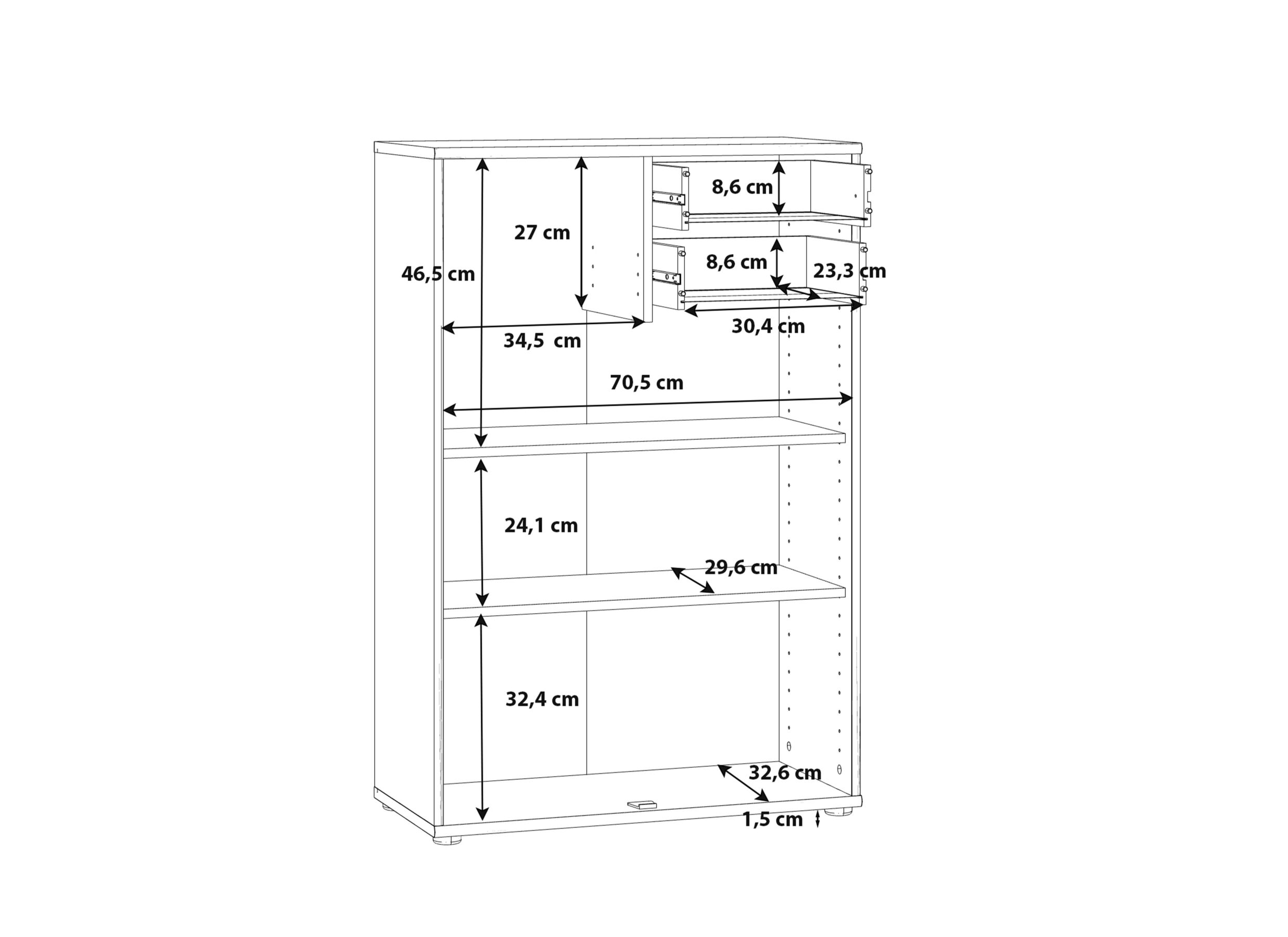 Dimensions - Commode Topic 74x35x111cm - décor - blanc