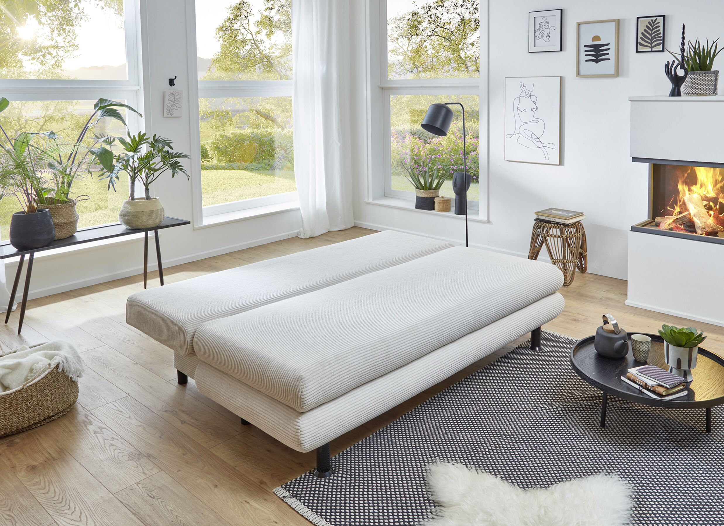 Sfeerfoto - Zetelbed SO240 Bern 2 persoons - stof - beige