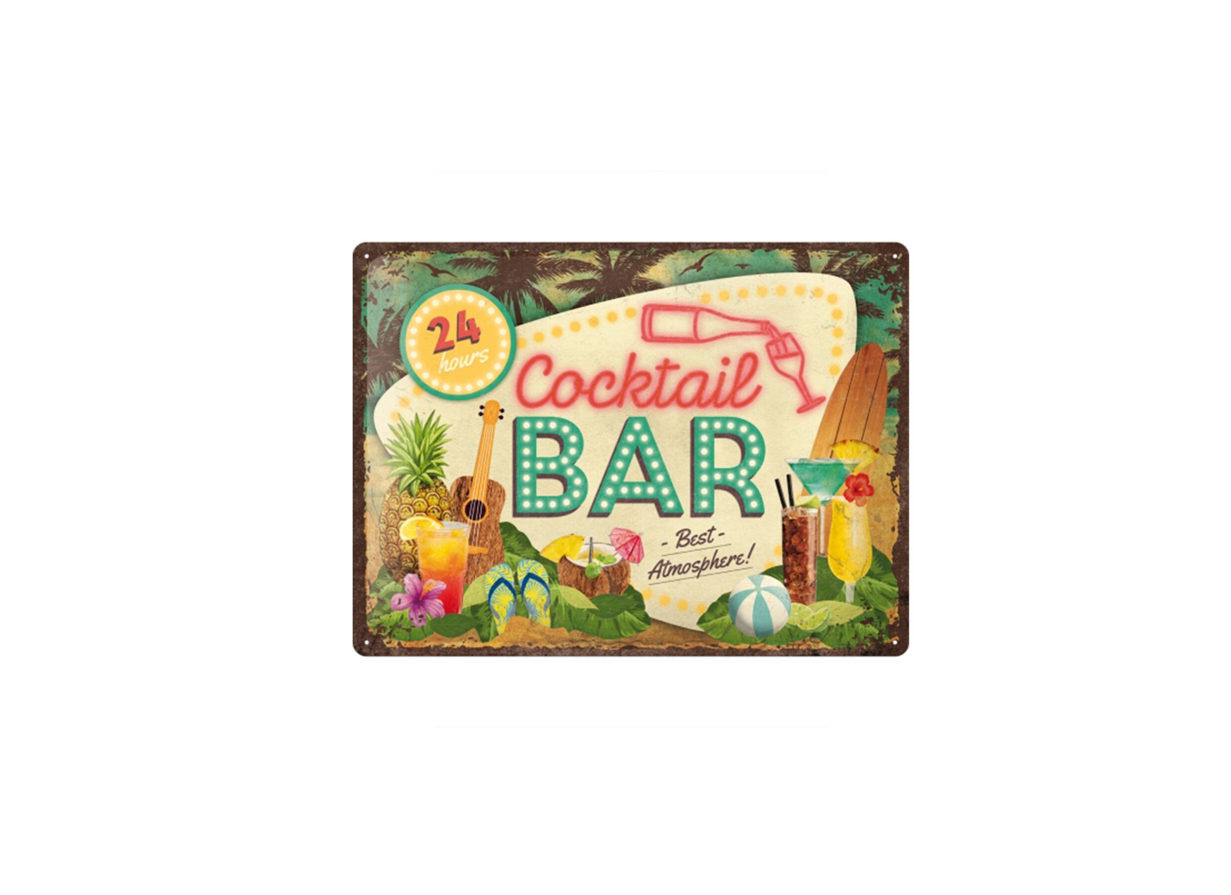Plakkaat Cocktail Bar 40x30cm - metaal - multicolor