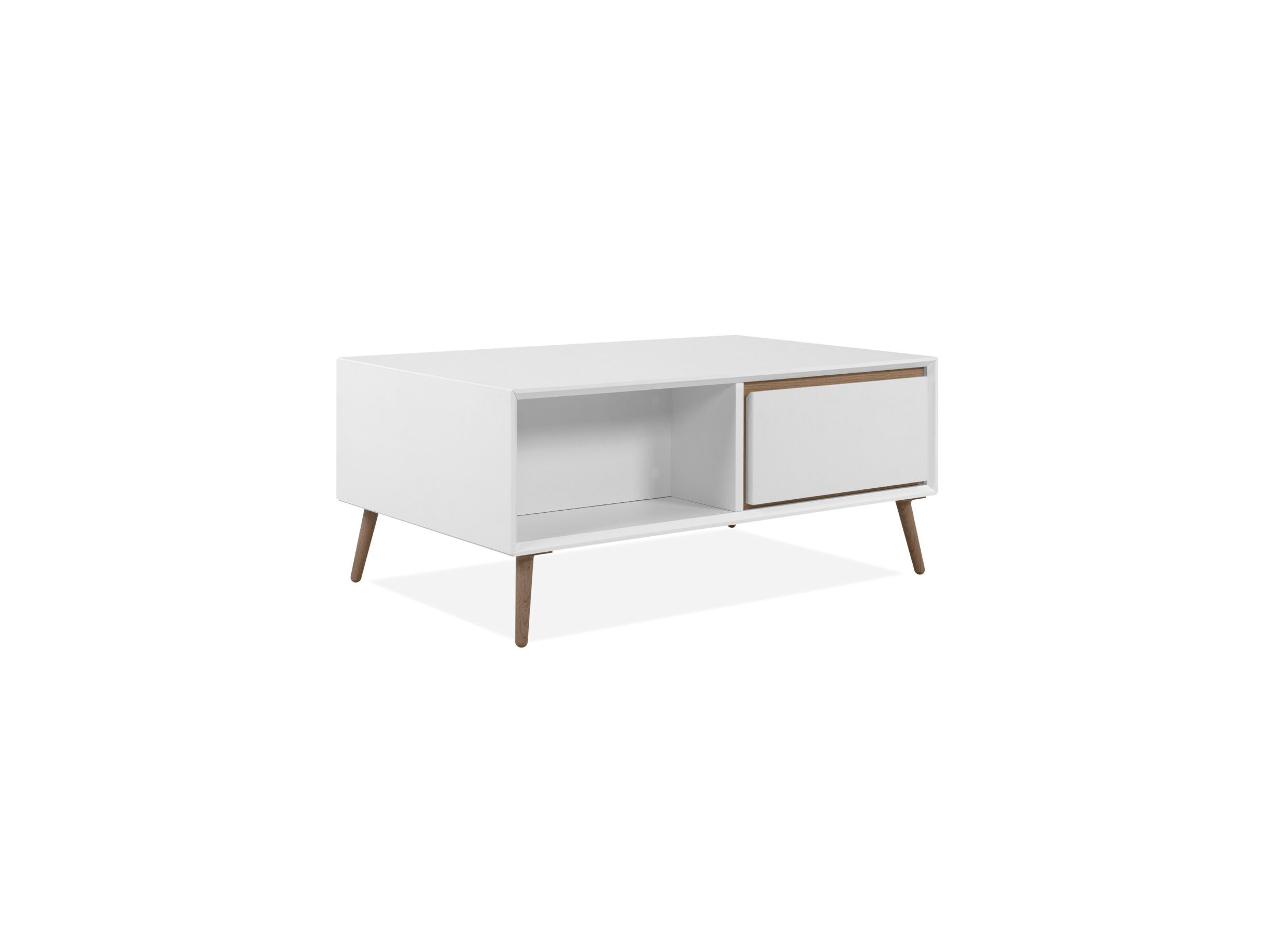 Plus Important - Table basse Arona 94x55cm avec rangement - mélamine - blanc