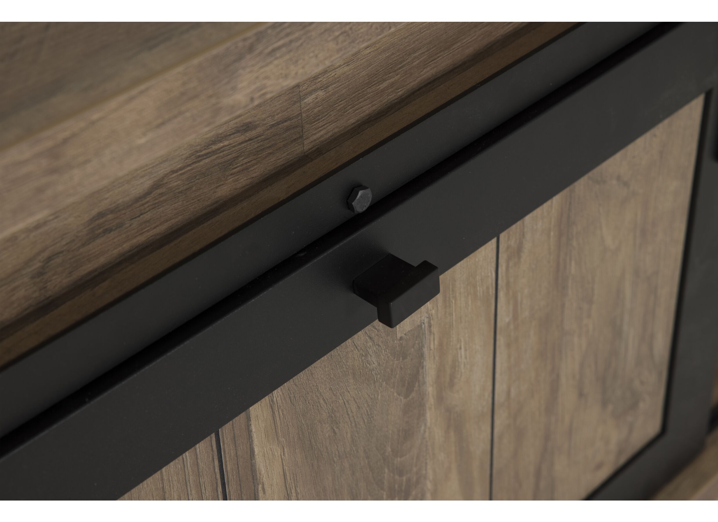 Detailfoto - Tv-meubel 179cm - meubelplaat - old teak & matt black