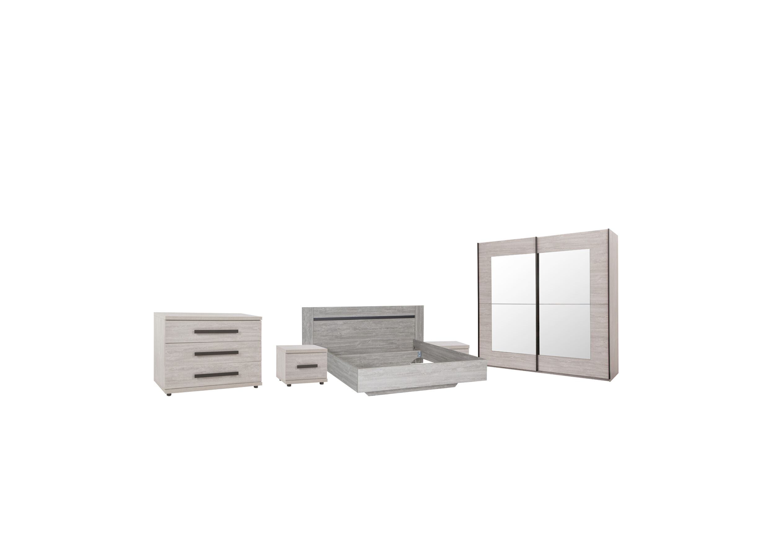 Slaapkamer met bed 140x200cm - kleerkast 200cm - Chambre à coucher avec lit 140x200cm - armoire 200cm