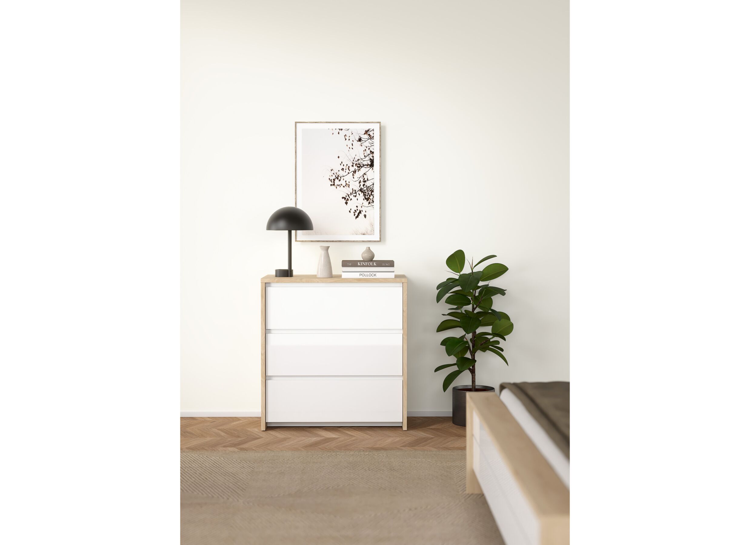 Foto ambiance - Commode Next 80x48x84cm - décor - blanc/jackson hickory