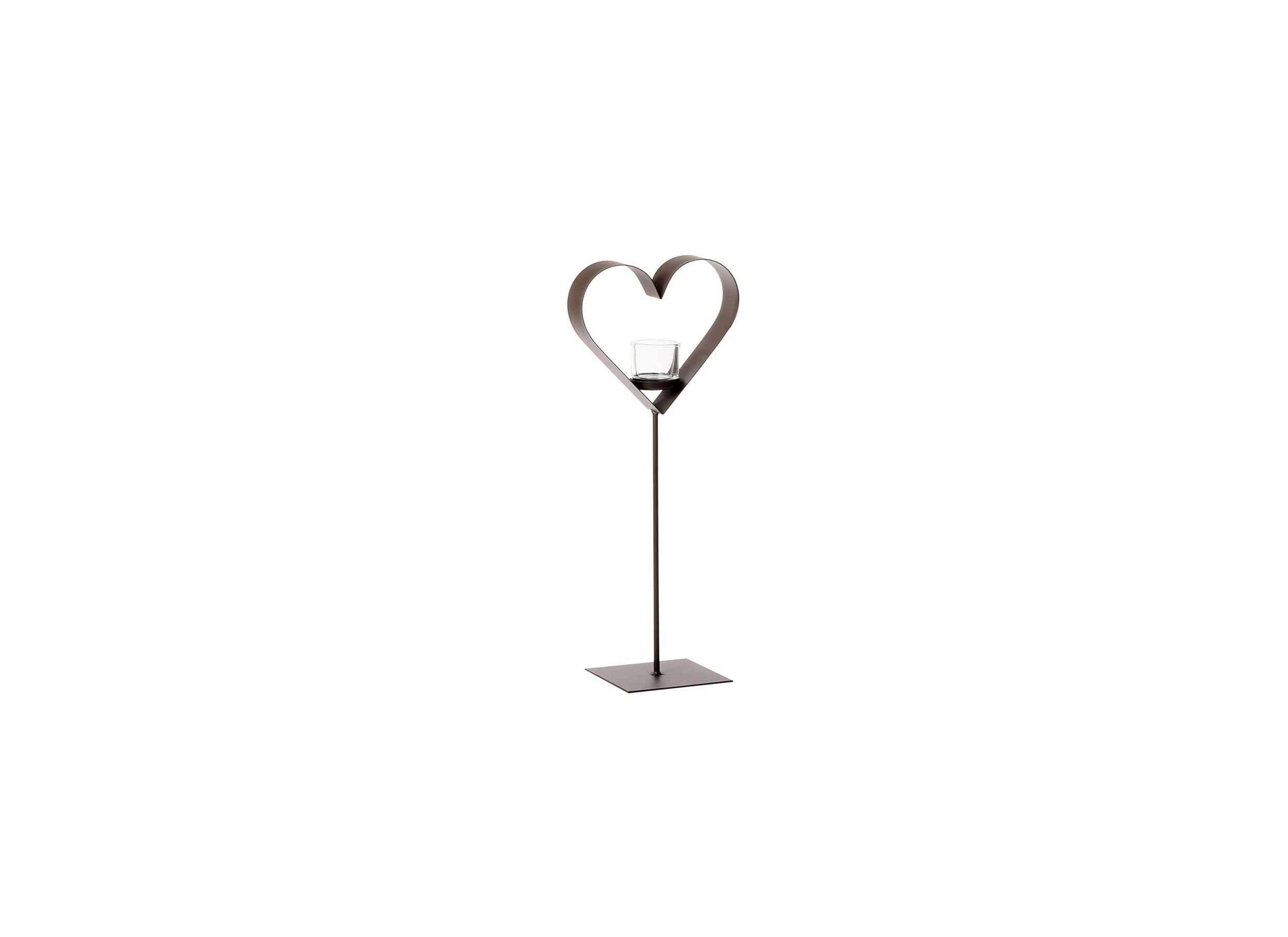 Theelichthouder Anna op voet H55cm - metaal - grijs - Photophore Anna à pied H55cm - métal - gris