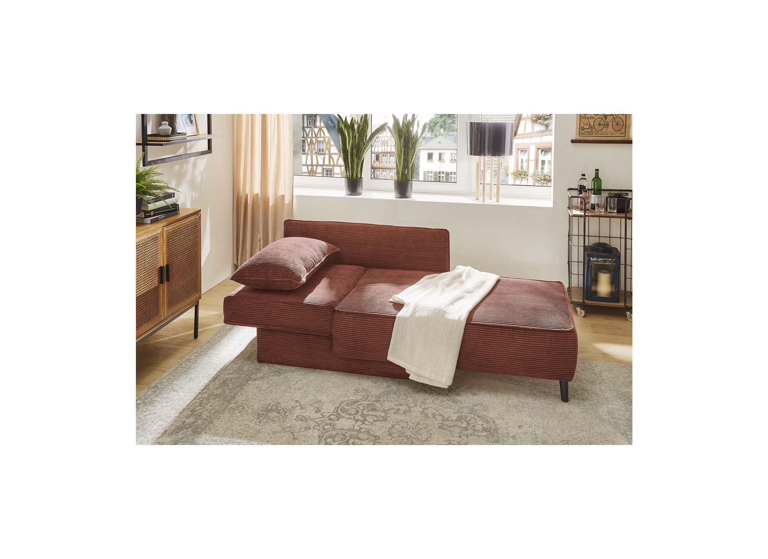 Chaise longue Rex Recamière 155x95x81cm - stof - roest met bedfunctie