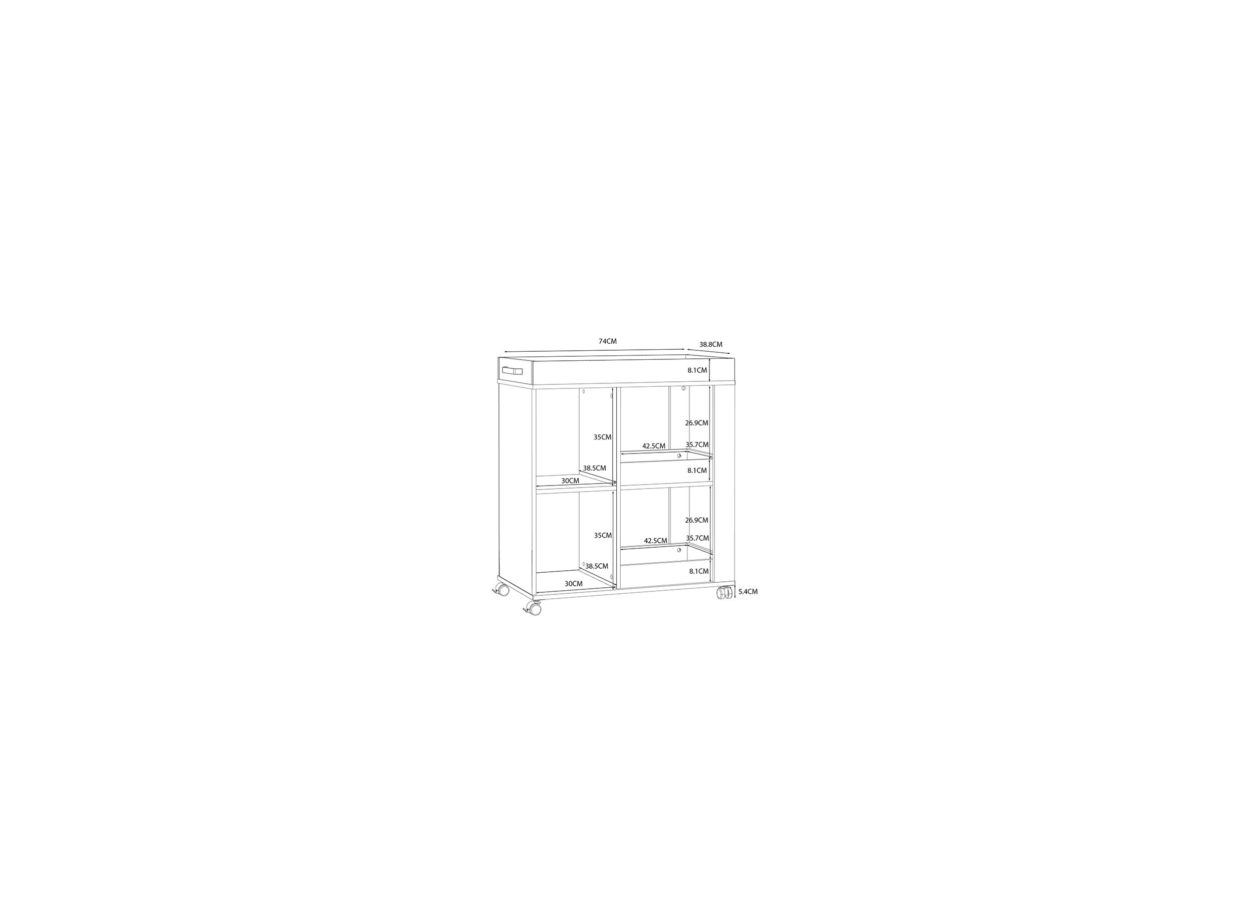 Serveerwagen 78cm - decor - artisanale eik