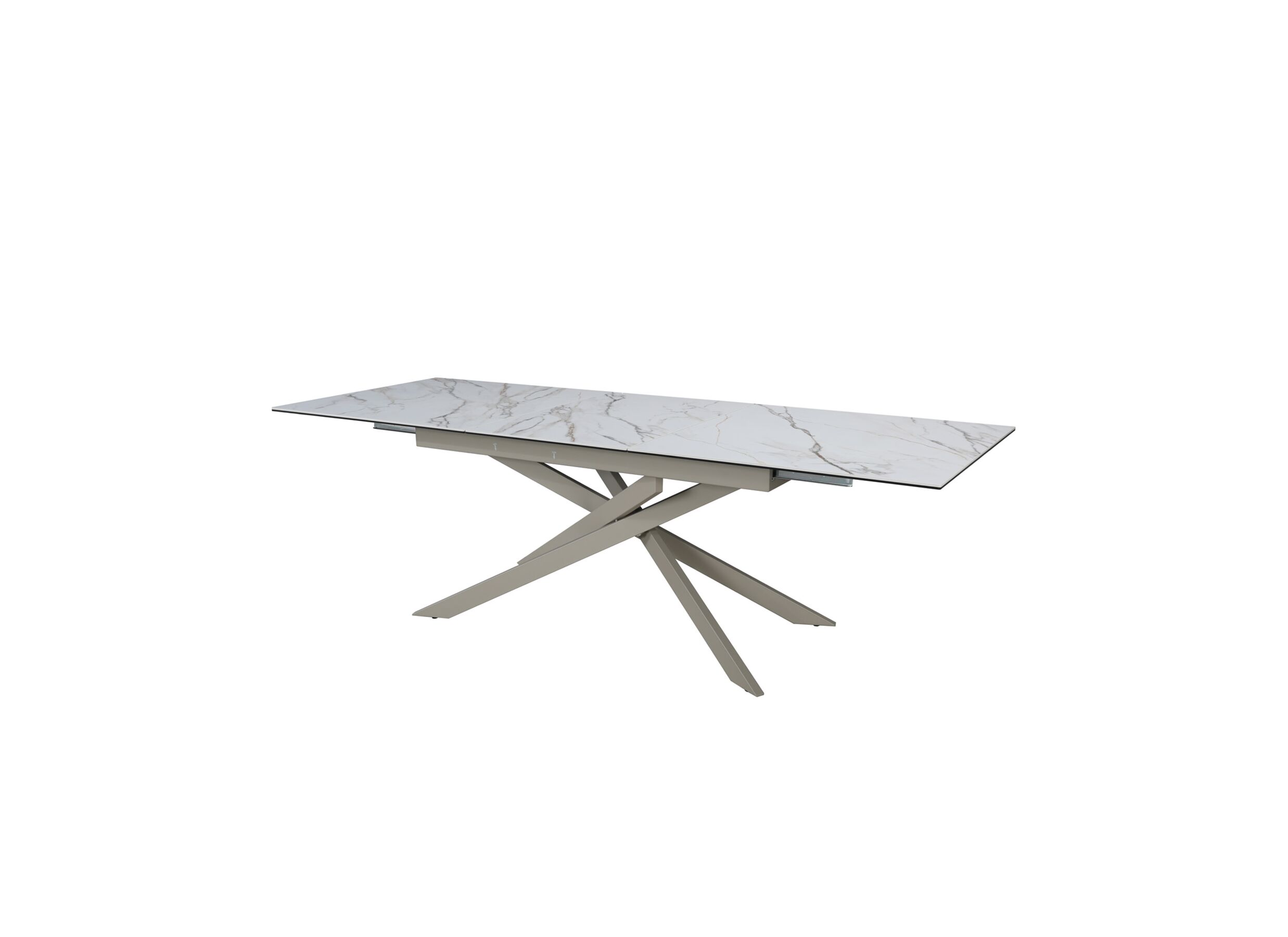 Plus Important - Table Gantia 180/240x90x76cm - céramique & verre - blanc or noir