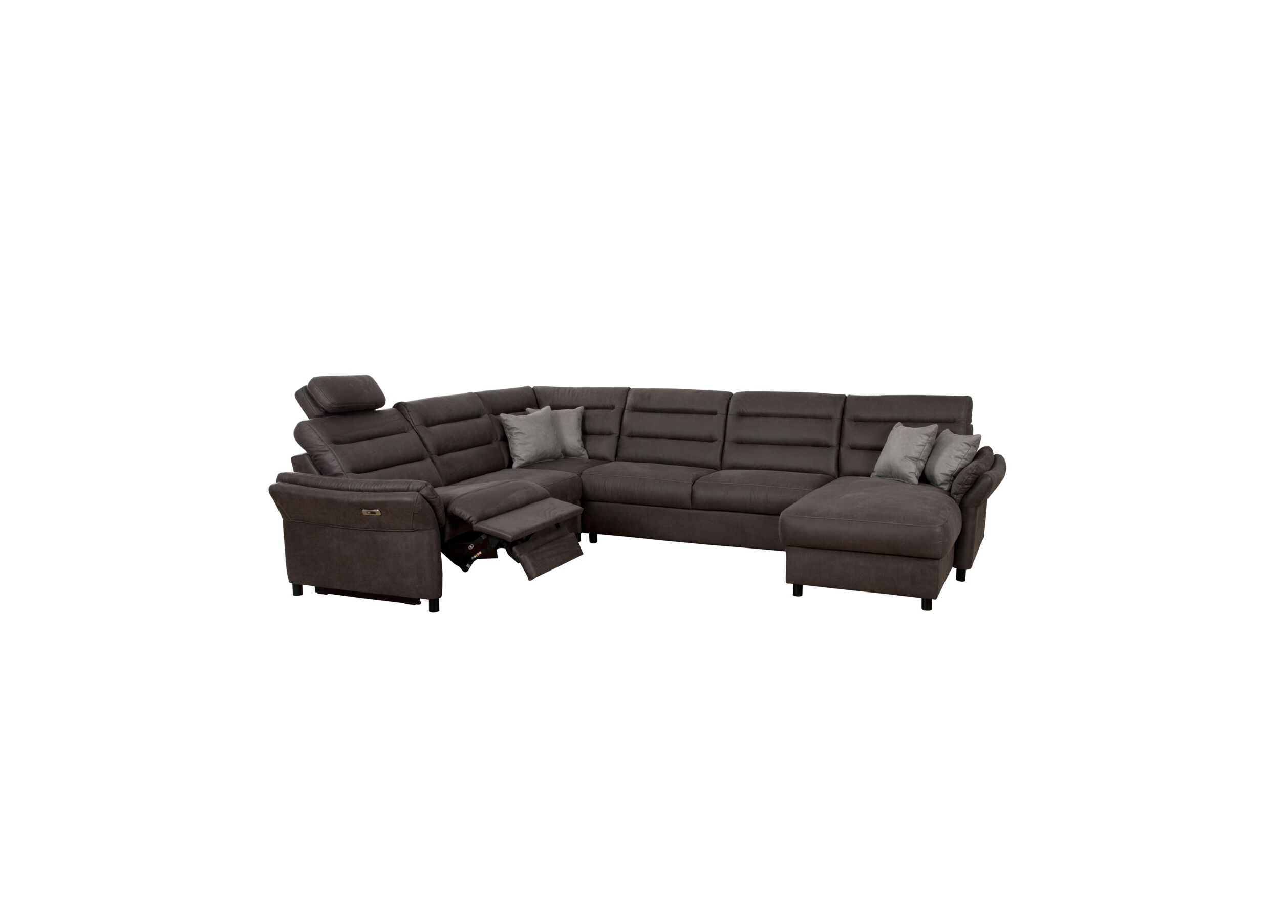 Hoeksalon Foreno 350x268cm - stof - grijs met relax
